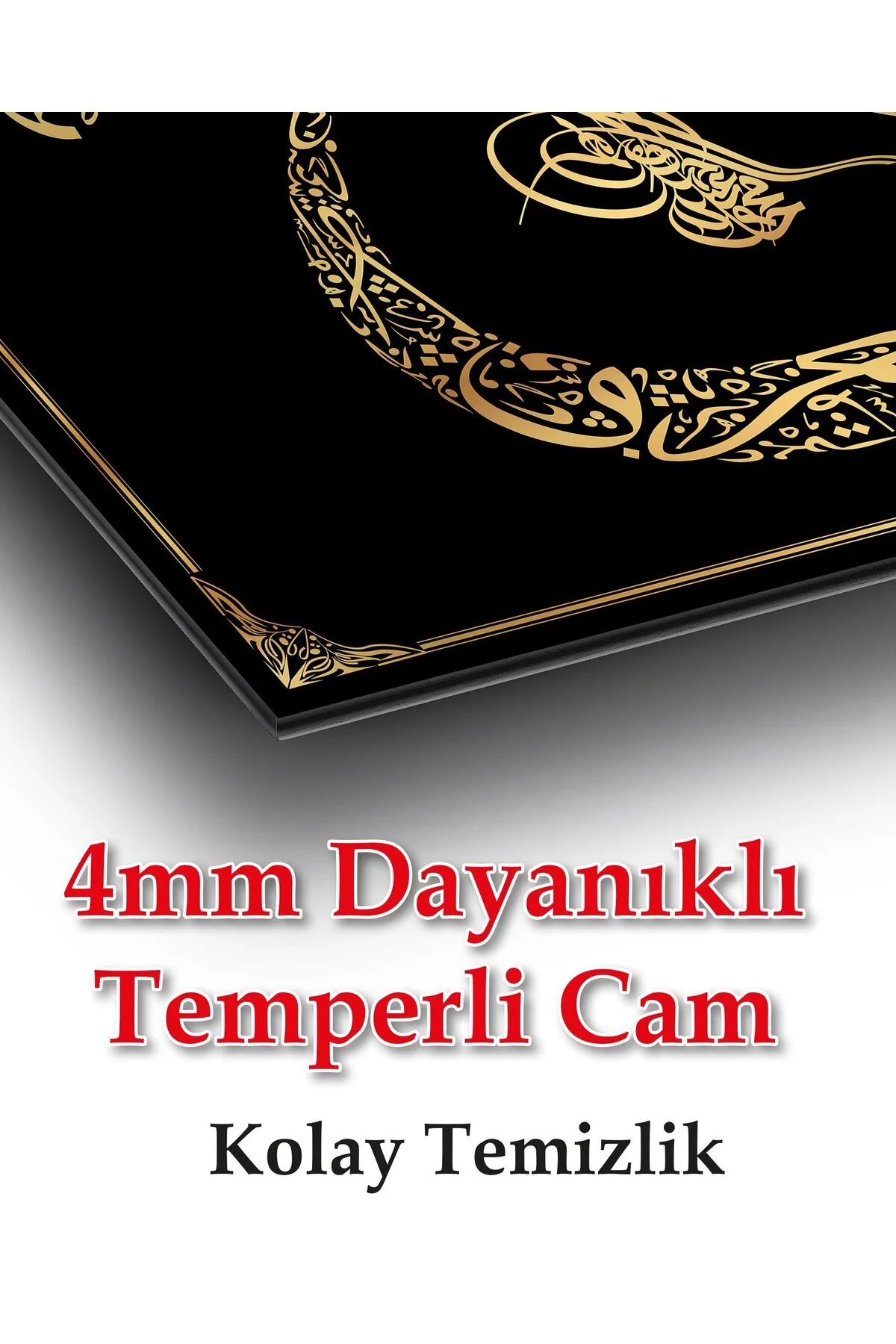Vav Osmanlı Tuğrası Allah ve Hz. Muhammed Cam Tablo Dini İslami Modern Ev Ofis Salon Hediyelik Tablo - dekorcumshop Görsel 4