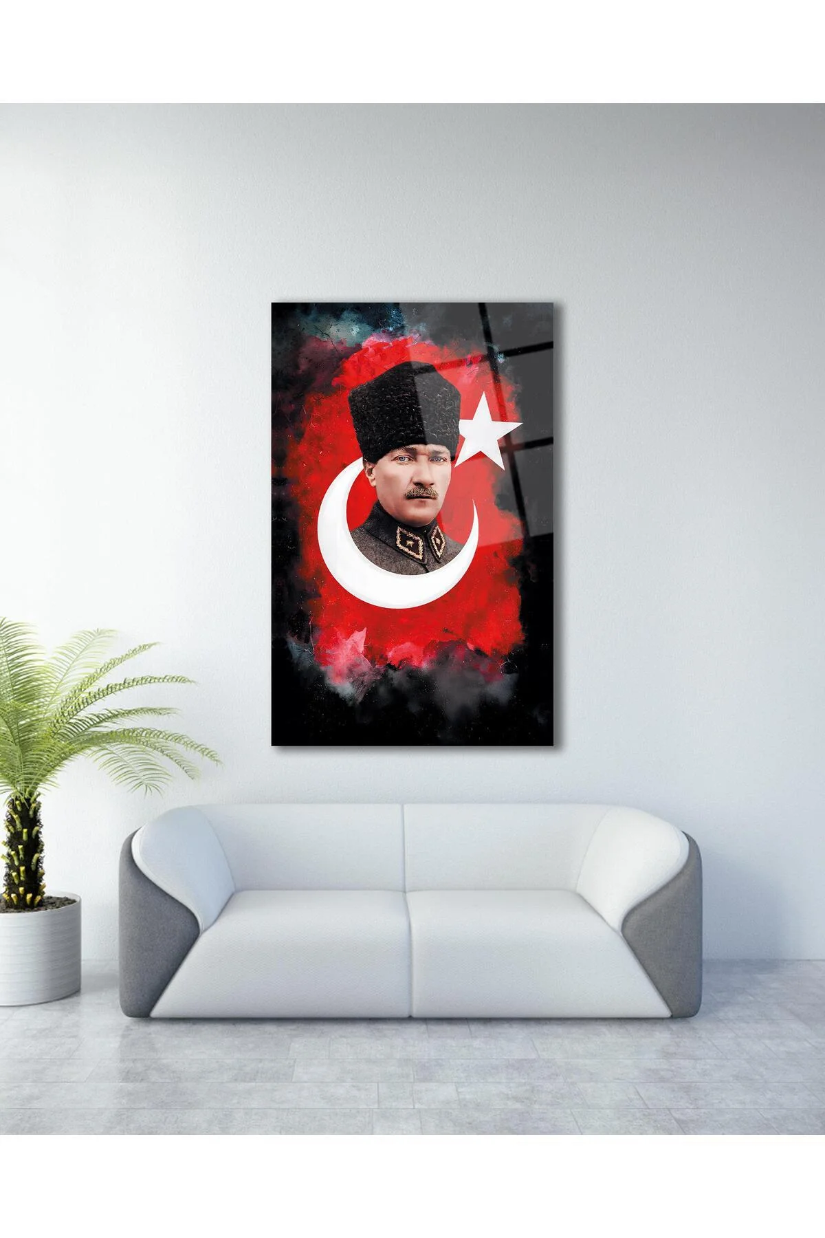 Atatürk Portre Cam Tablo Modern Ev Ofis Salon Hediyelik Büyük Tablo Duvar Dekoru - BYCAGRİ Görsel 3