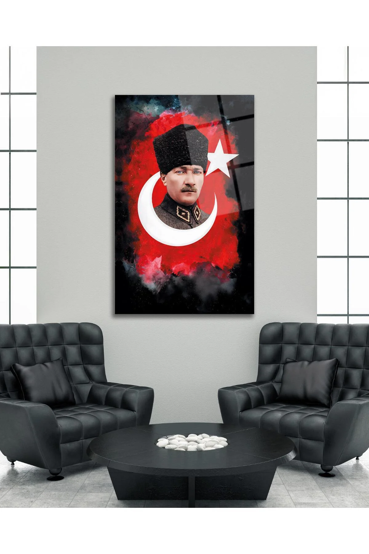 Atatürk Portre Cam Tablo Modern Ev Ofis Salon Hediyelik Büyük Tablo Duvar Dekoru - BYCAGRİ Görsel 4