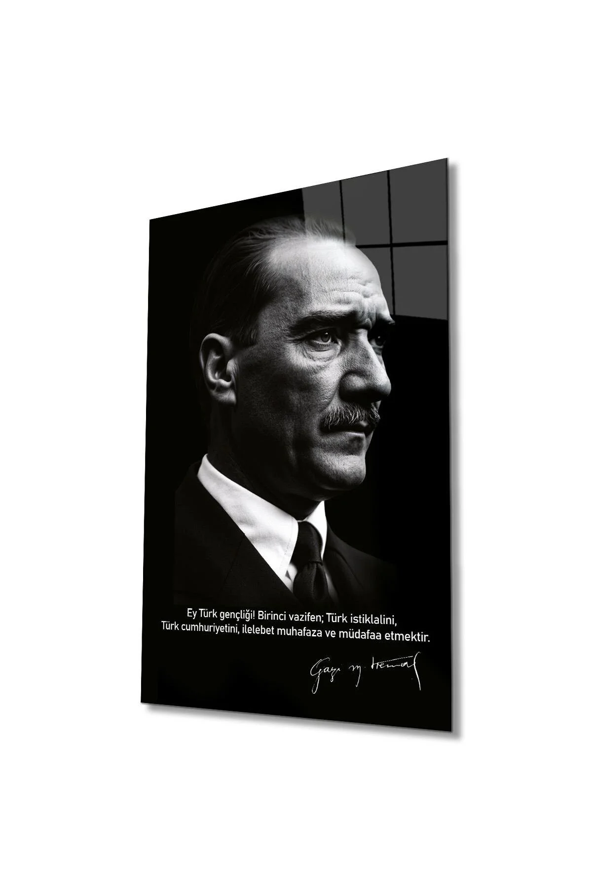 Atatürk Portre Cam Tablo Modern Ev Ofis Salon Hediyelik Büyük Tablo Duvar Dekoru