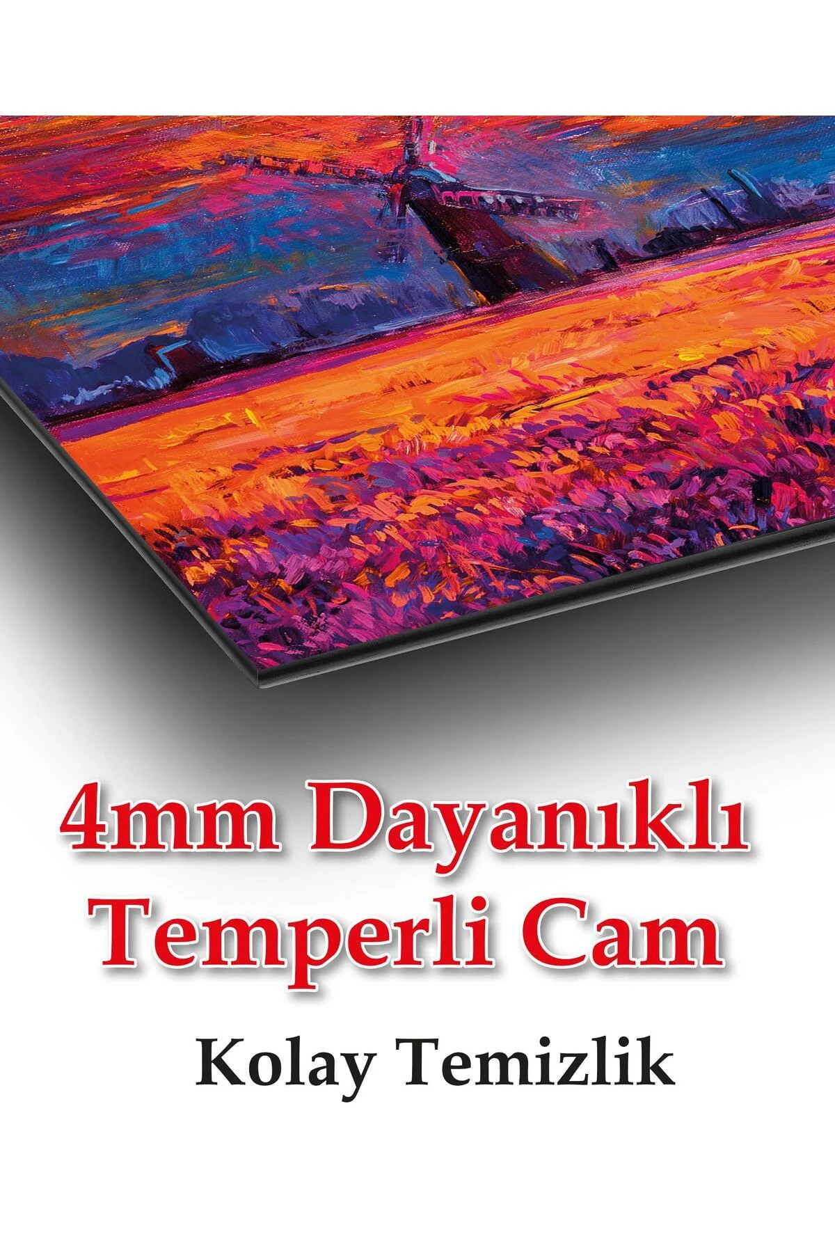 Soyut Manzara Gün Batımı Cam Tablo , Ev Ofis Salon Hediyelik Duvar Dekoru - BYCAGRİ Görsel 5