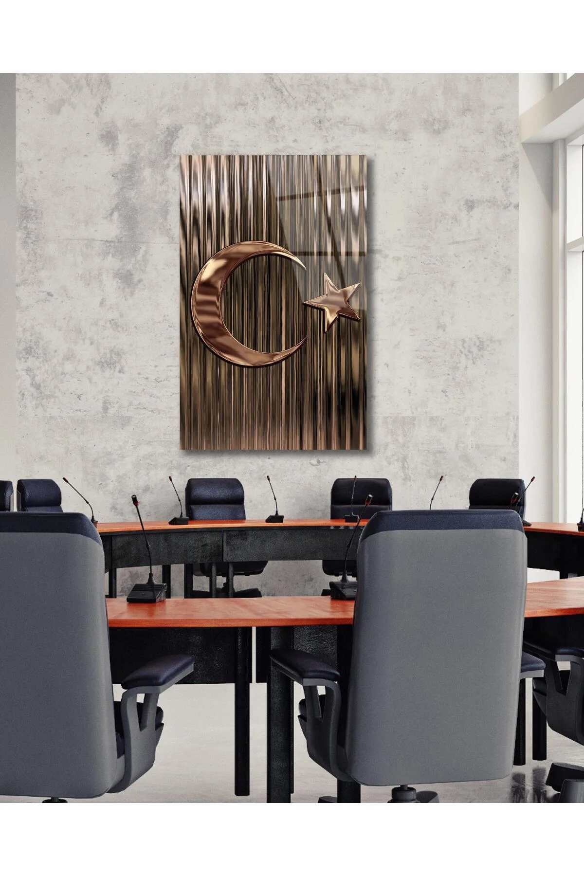 Türk Bayrağı Bayrak Cam Tablo Modern Ev Ofis Salon Hediyelik Büyük Tablo Duvar Dekoru - BYCAGRİ Görsel 3
