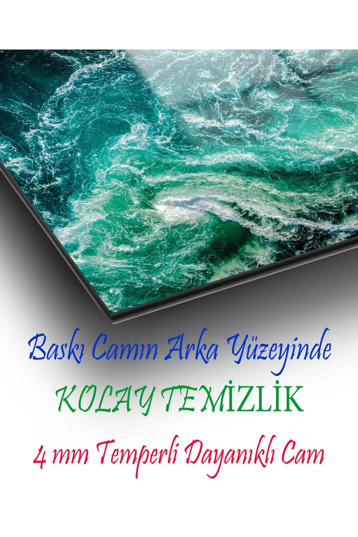 Deniz Dalga Manzara Cam Tablo , Ev Ofis Salon Hediyelik Duvar Dekoru - BYCAGRİ Görsel 5