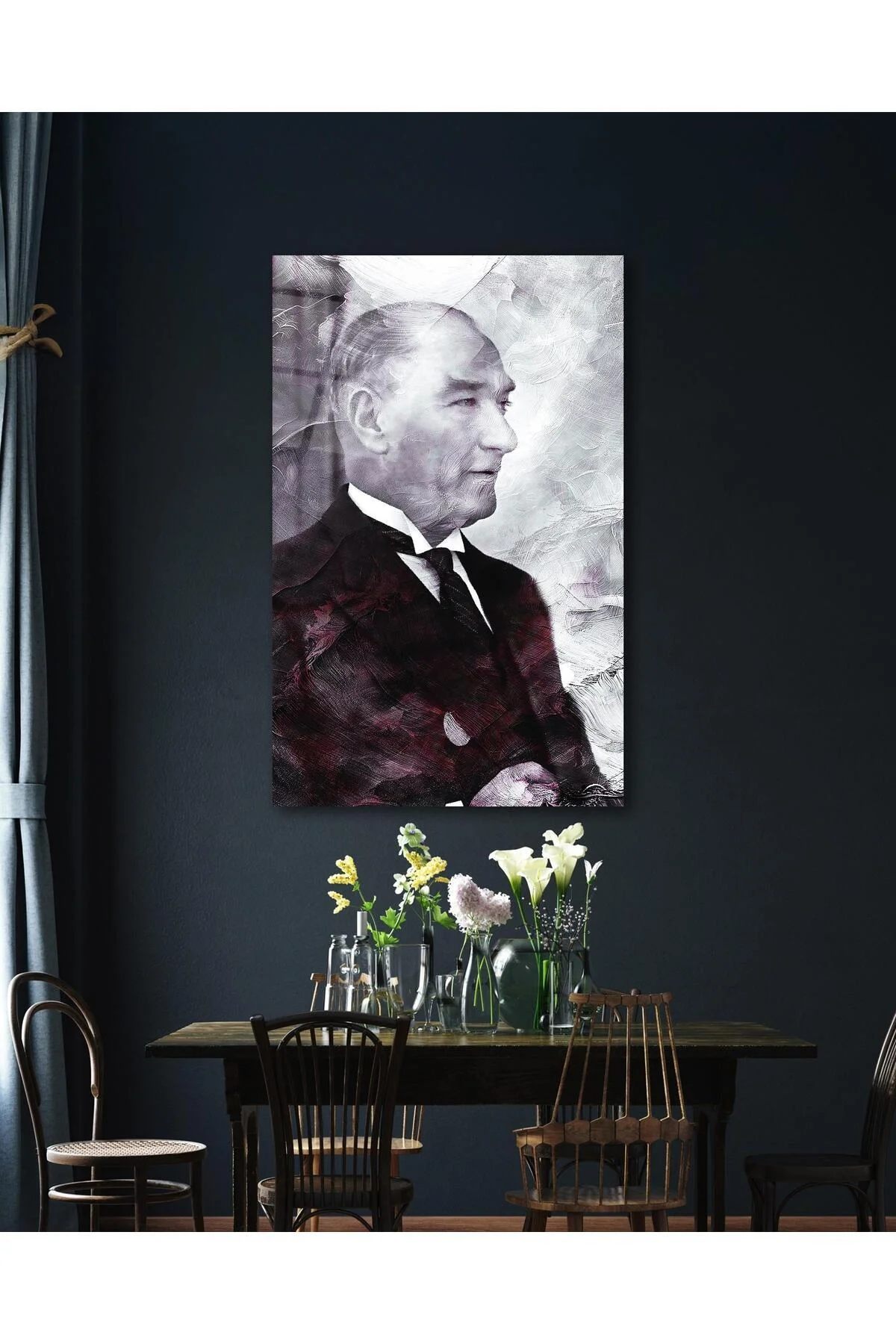 Atatürk Portre Cam Tablo Modern Ev Ofis Salon Hediyelik Büyük Tablo Duvar Dekoru - BYCAGRİ Görsel 4