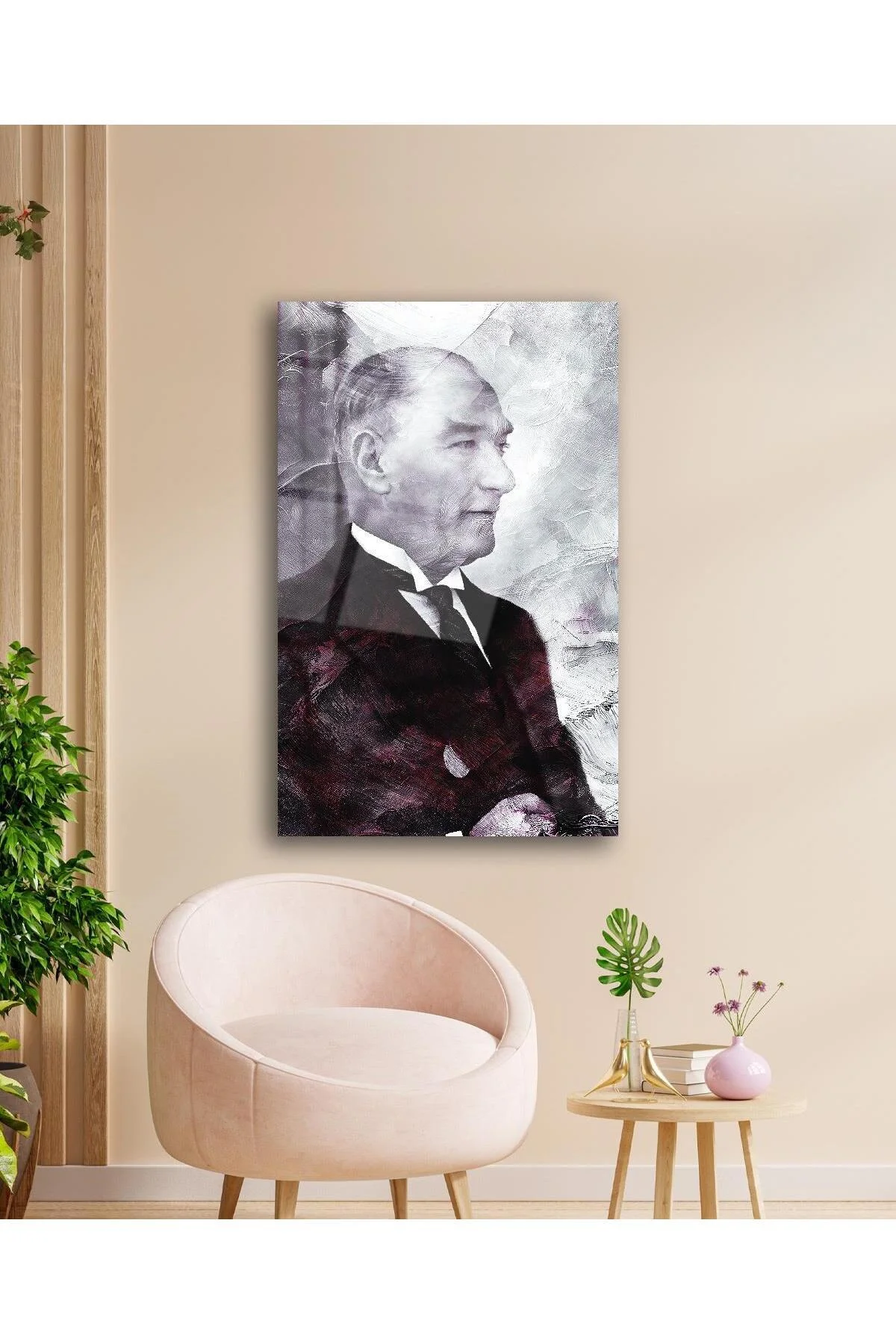 Atatürk Portre Cam Tablo Modern Ev Ofis Salon Hediyelik Büyük Tablo Duvar Dekoru - BYCAGRİ Görsel 3