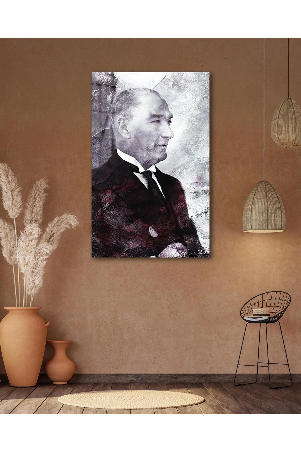 Atatürk Portre Cam Tablo Modern Ev Ofis Salon Hediyelik Büyük Tablo Duvar Dekoru - BYCAGRİ Görsel 6