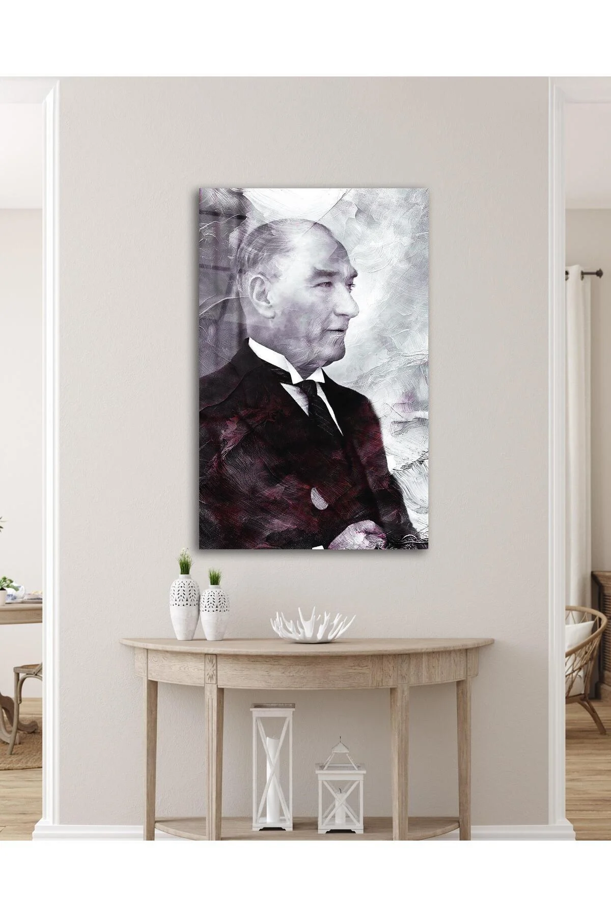 Atatürk Portre Cam Tablo Modern Ev Ofis Salon Hediyelik Büyük Tablo Duvar Dekoru - BYCAGRİ Görsel 2
