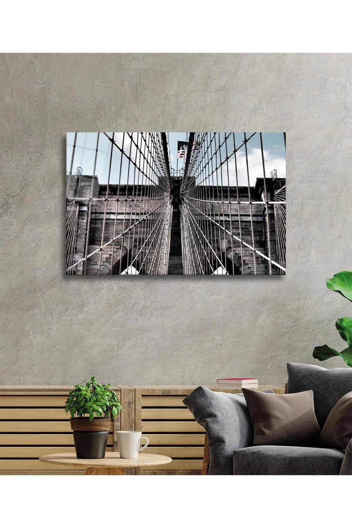 Köprü Cam Tablo 4mm Dayanıklı Temperli Cam, Bridge Glass Wall Decor - BYCAGRİ Görsel 2