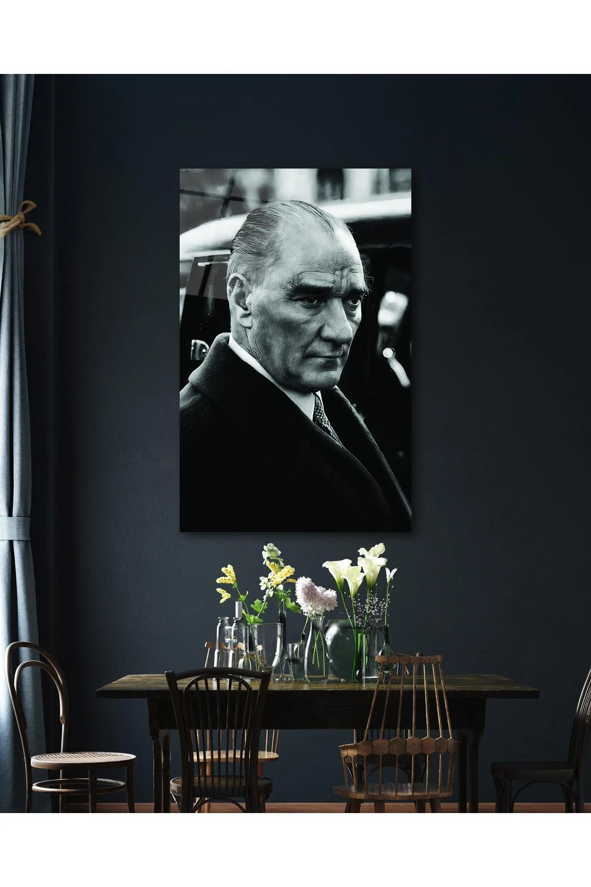 Atatürk Portre Cam Tablo Modern Ev Ofis Salon Hediyelik Büyük Tablo Duvar Dekoru - BYCAGRİ Görsel 4