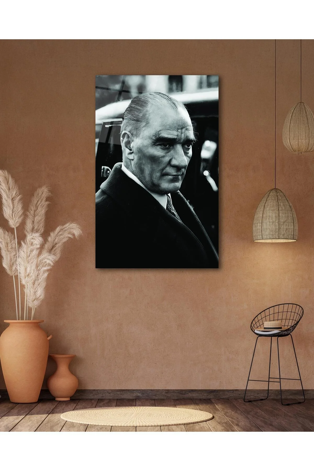 Atatürk Portre Cam Tablo Modern Ev Ofis Salon Hediyelik Büyük Tablo Duvar Dekoru - BYCAGRİ Görsel 6