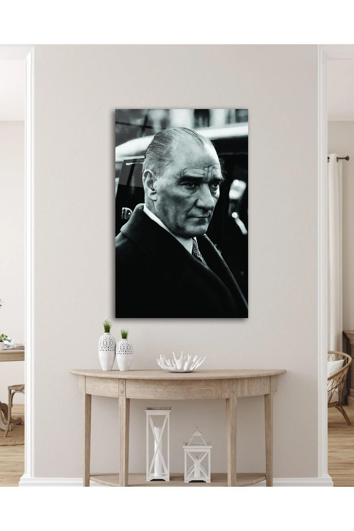 Atatürk Portre Cam Tablo Modern Ev Ofis Salon Hediyelik Büyük Tablo Duvar Dekoru - BYCAGRİ Görsel 2