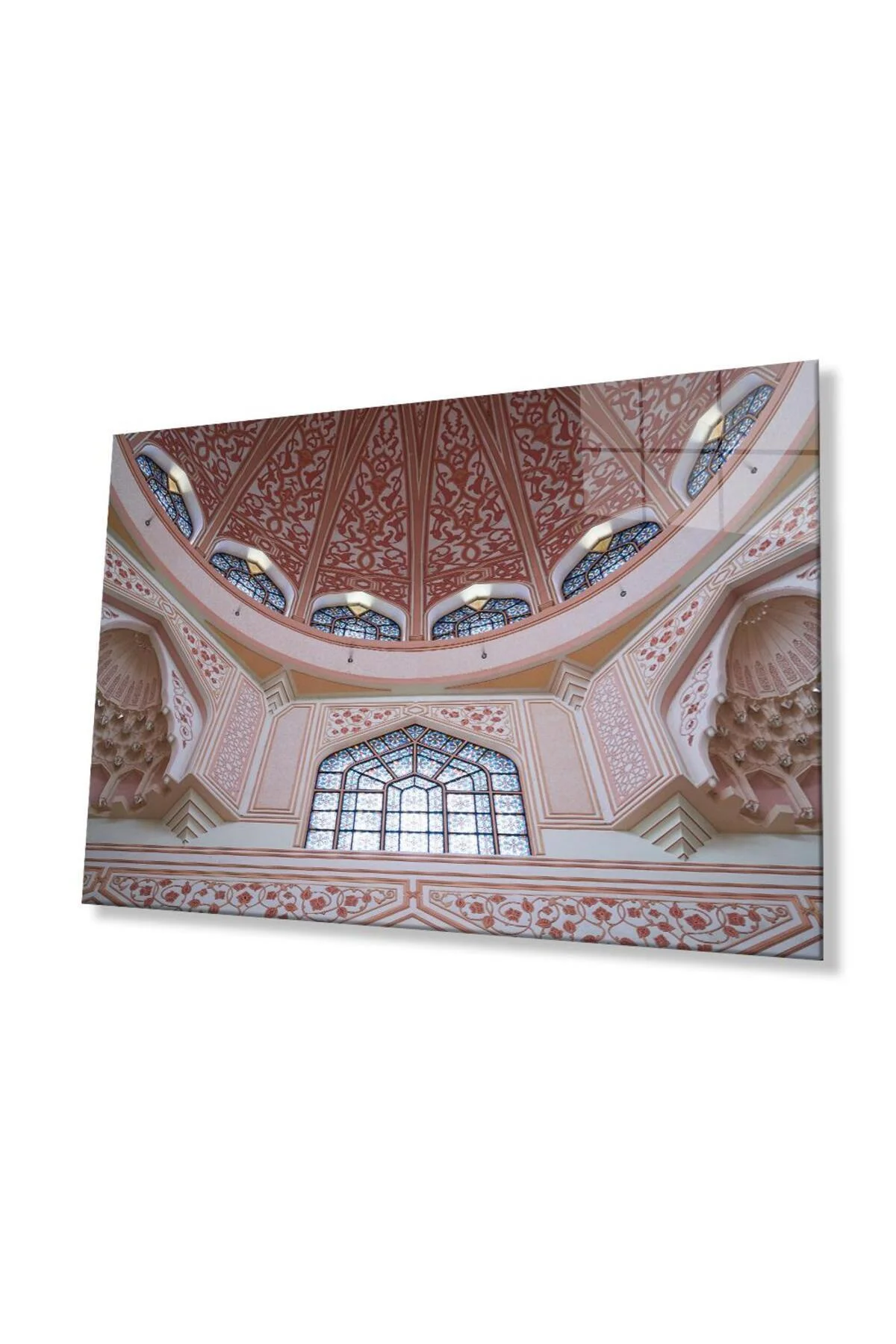 Cami Motif Dini İslami Duvar Dekoru Cam Tablo 4mm Dayanıklı Temperli Cam