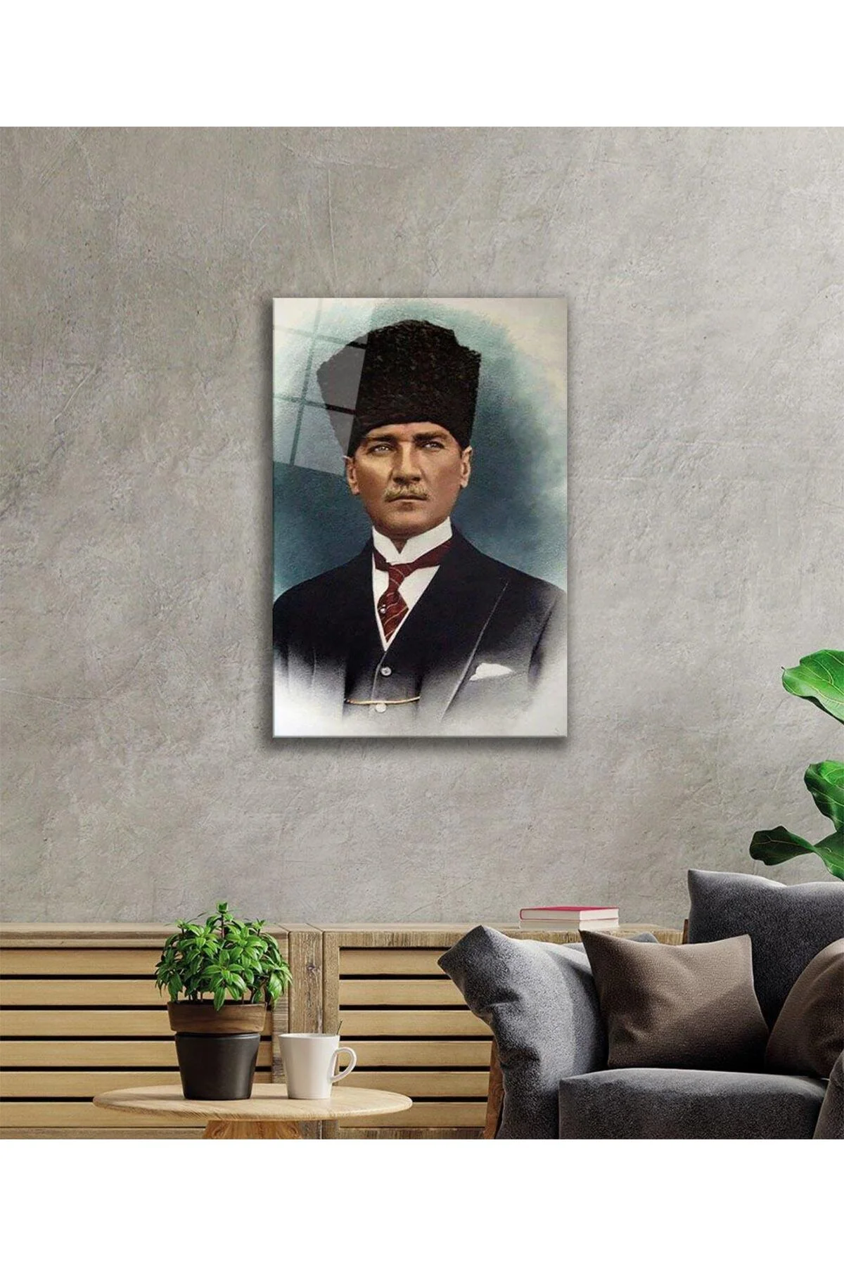 Atatürk Cam Tablo 4mm Dayanıklı Temperli Cam, Atatürk Glass Wall Art - BYCAGRİ Görsel 2