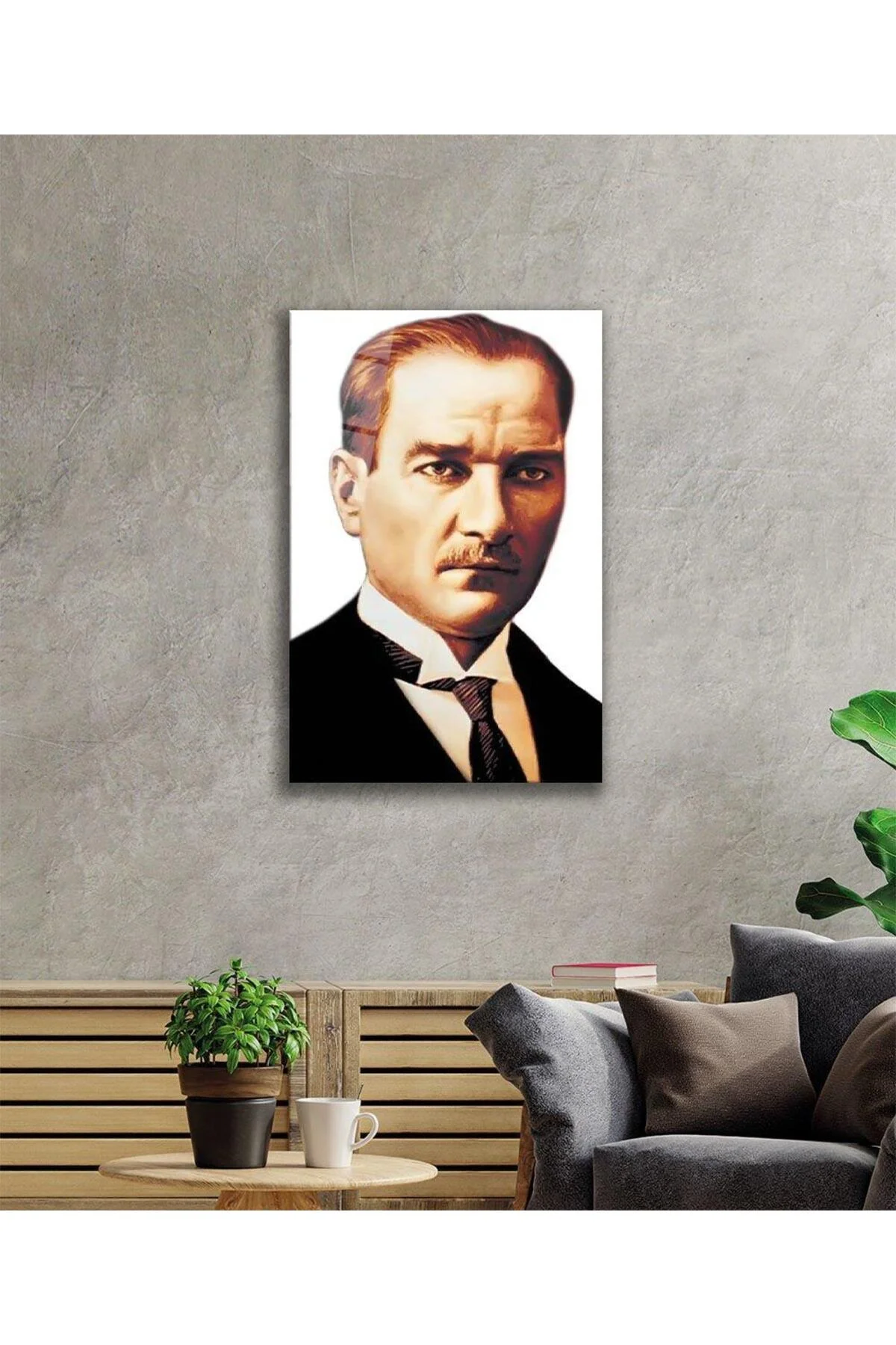 Atatürk Cam Tablo 4mm Dayanıklı Temperli Cam, Atatürk Glass Wall Art - BYCAGRİ Görsel 2