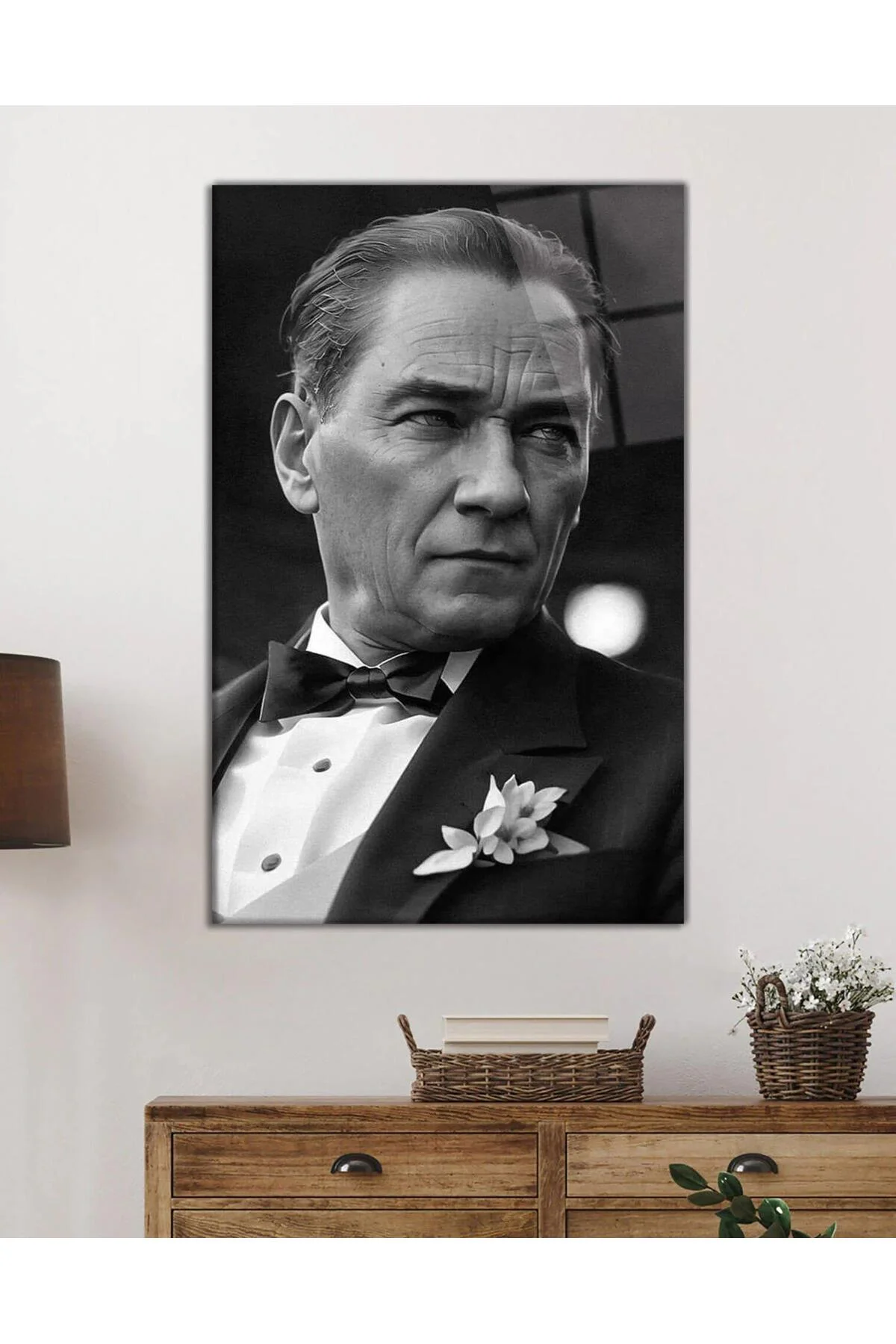 Atatürk Portre Dikey Cam Tablo Hediyelik Büyük Tablo Ev Ofis Dekoru - BYCAGRİ Görsel 2
