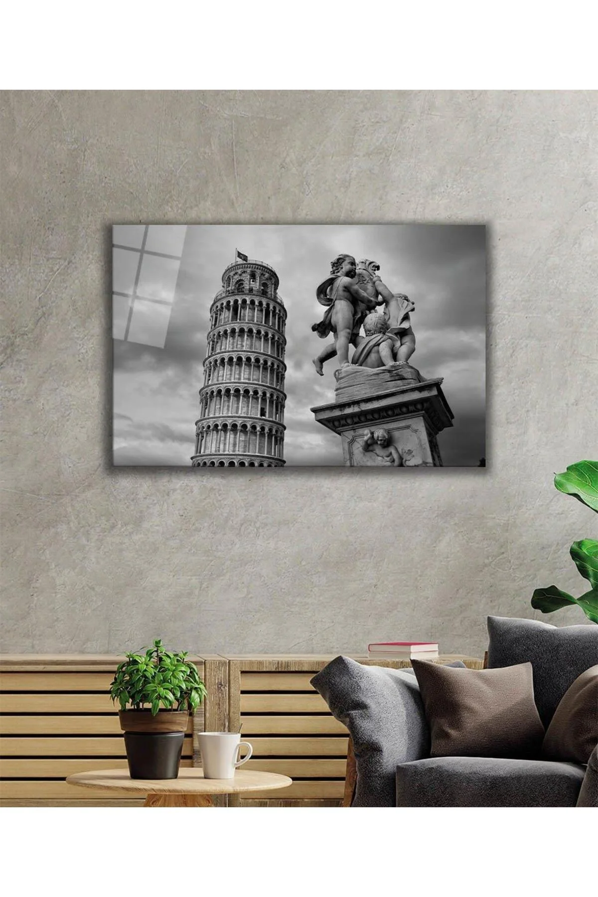 Pisa Cam Tablo 4mm Dayanıklı Temperli Cam, Pisa Glass Wall Decor - BYCAGRİ Görsel 2