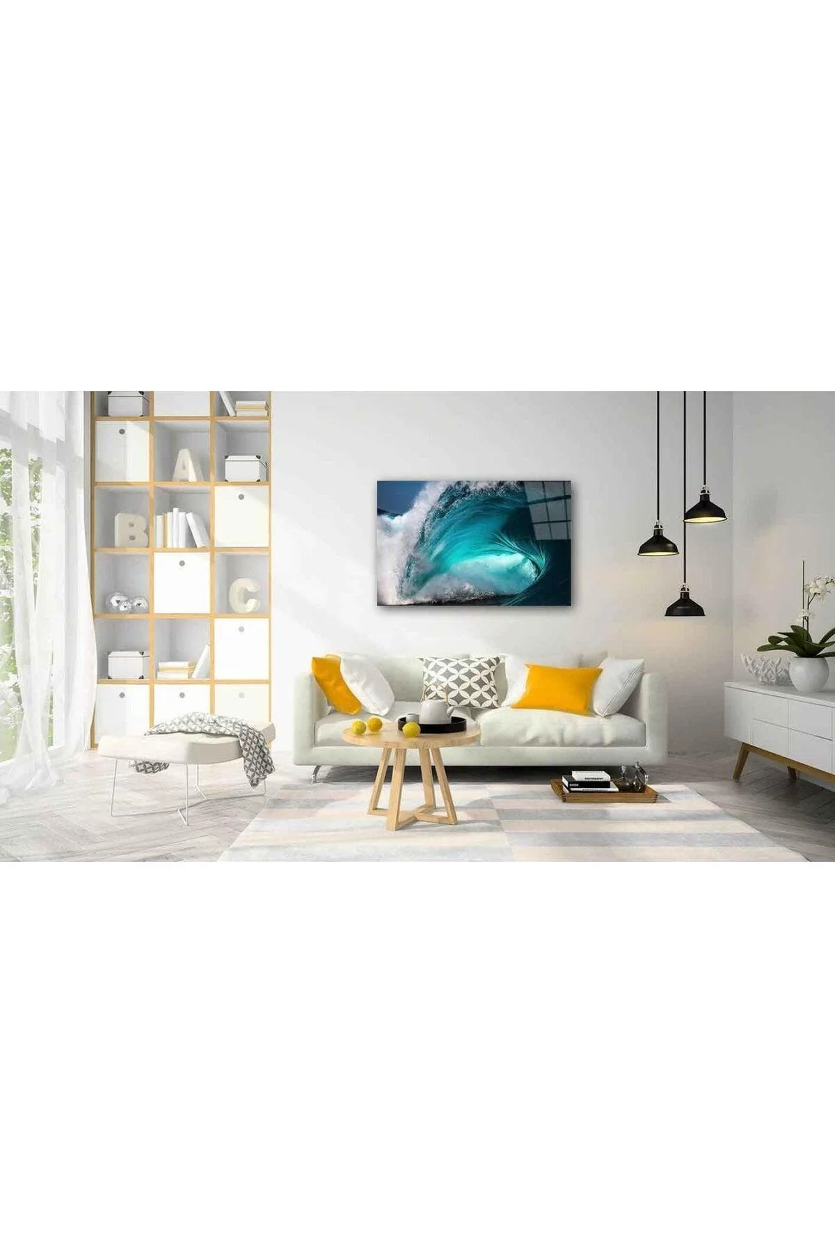 Dalgalar Cam Tablo 4mm Dayanıklı Temperli Cam - BYCAGRİ Görsel 2