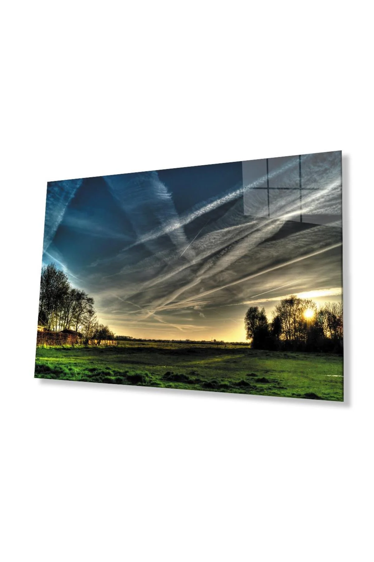 Gün Batımı Manzara Gökyüzü Cam Tablo 4mm Dayanıklı Temperli Cam Sunset Landscape Sky Glass Wall Art