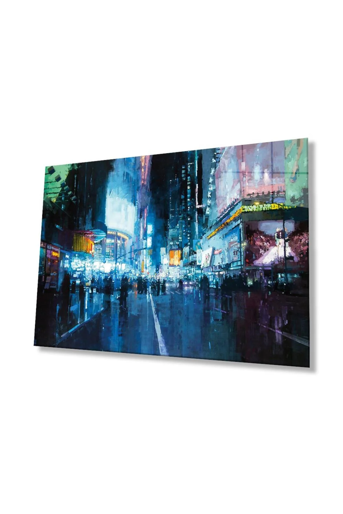 Gece Şehir Cam Tablo 4mm Dayanıklı Temperli Cam, City Night Glass Wall Decor