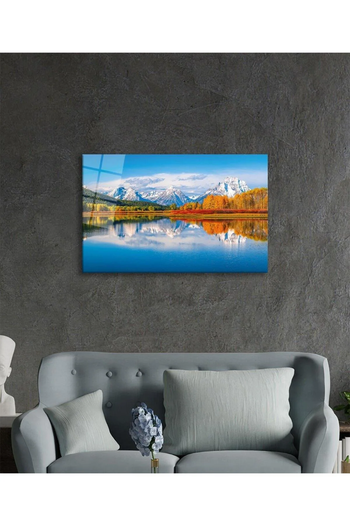 Dağ Yansıma Manzara Cam Tablo 4mm Dayanıklı Temperli Cam Mountain Reflection Landscape Glass Table - BYCAGRİ Görsel 6