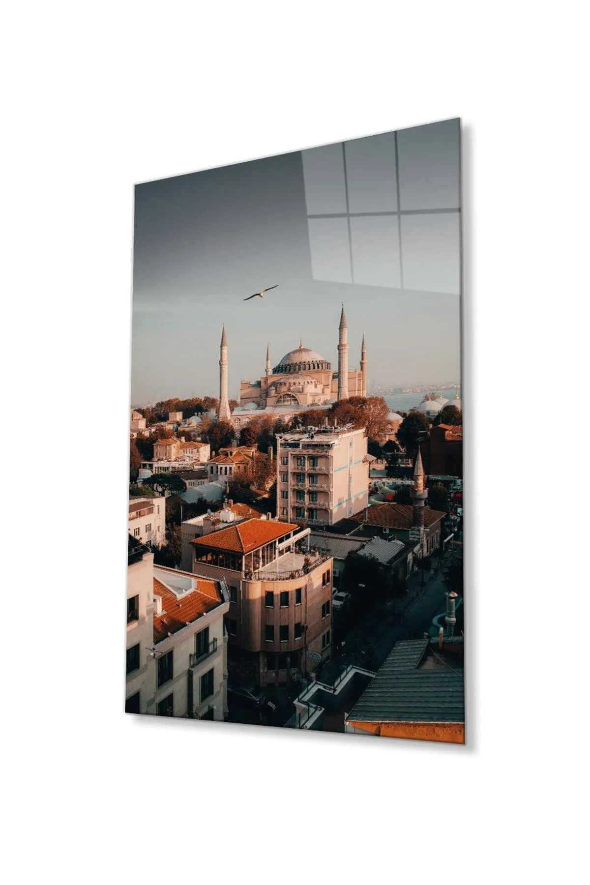 Ayasofya Cami Manzara Dini Duvar Dekoru Cam Tablo 4mm Dayanıklı Temperli Cam