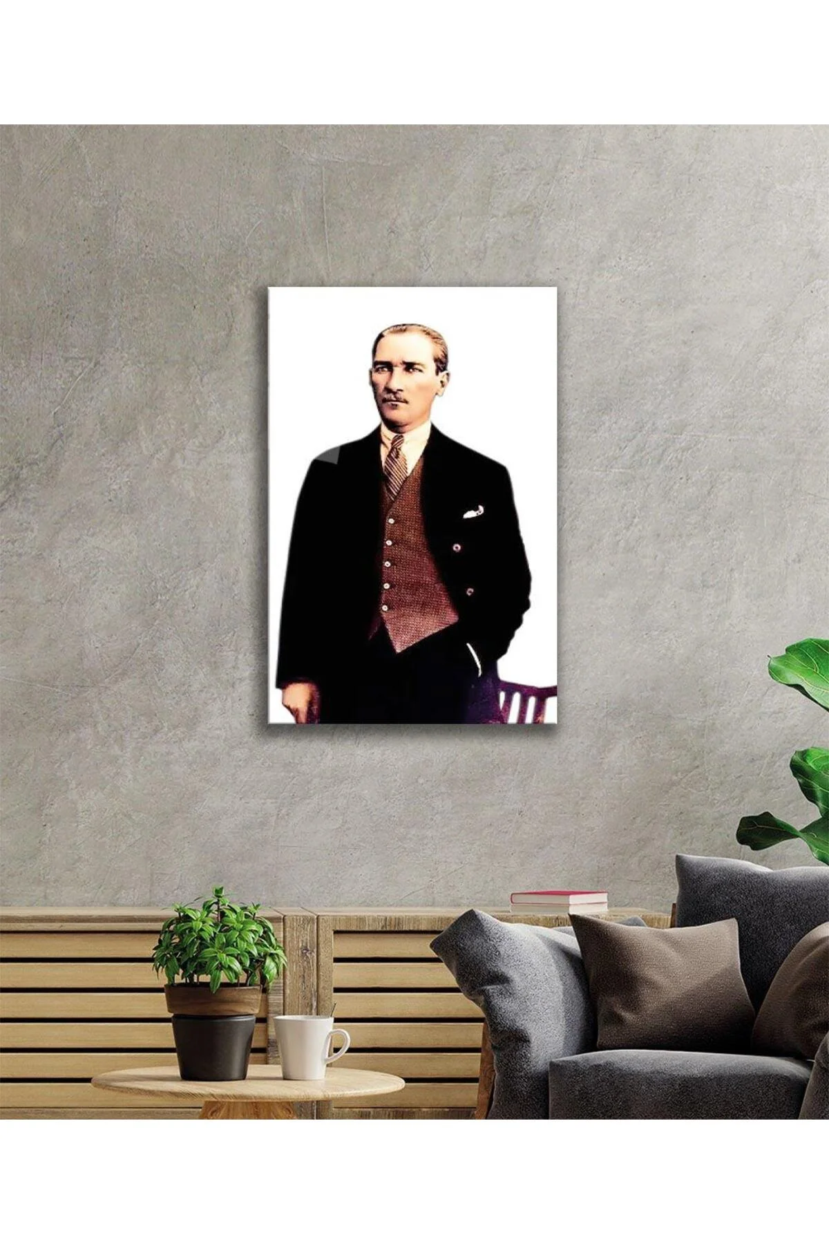 Atatürk Cam Tablo 4mm Dayanıklı Temperli Cam, Atatürk Glass Wall Art - BYCAGRİ Görsel 2