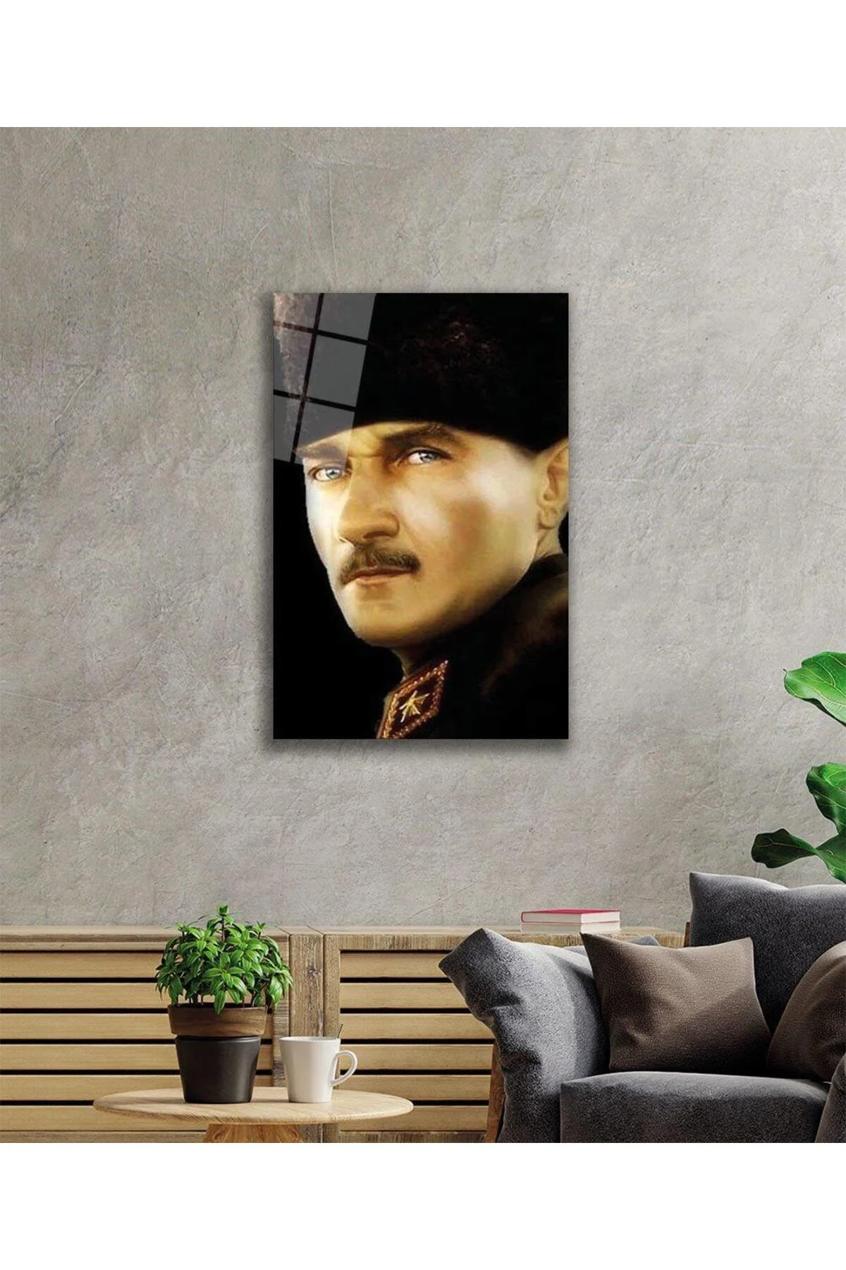 Atatürk Cam Tablo 4mm Dayanıklı Temperli Cam, Atatürk Glass Wall Art - BYCAGRİ Görsel 2