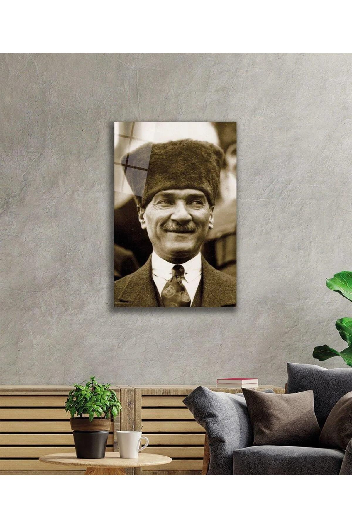 Atatürk Cam Tablo 4mm Dayanıklı Temperli Cam, Atatürk Glass Wall Art - BYCAGRİ Görsel 2