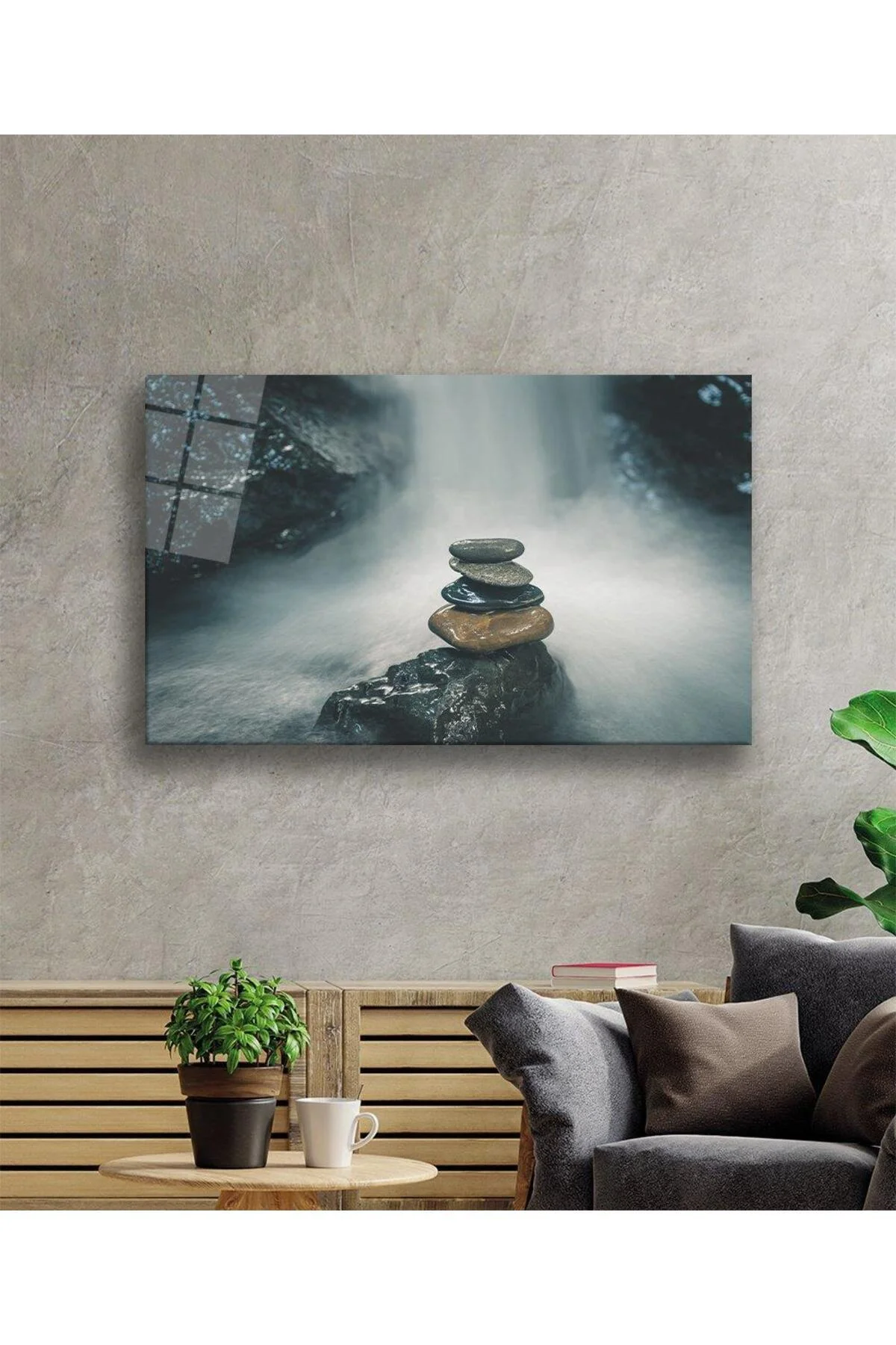 Taşlar Cam Tablo 4mm Dayanıklı Temperli Cam stones Glass Wall Art - BYCAGRİ Görsel 2