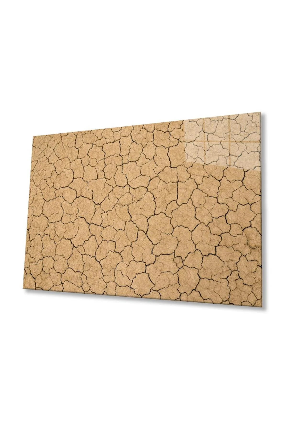 Çöl Kuru Çatlak Toprak 4mm Dayanıklı Cam Tablo Temperli Cam, Desert Dry Cracked Soil Glass Wall Art