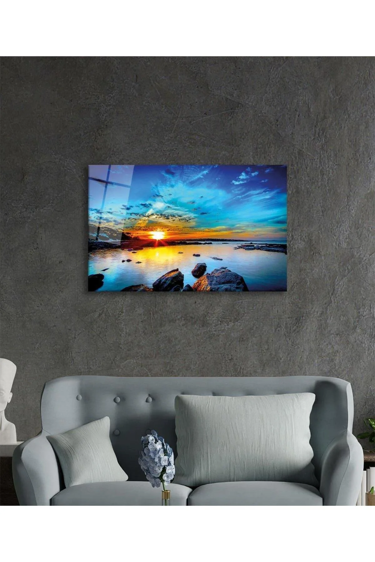 Kaya Deniz Manzara Cam Tablo 4mm Dayanıklı Temperli Cam Mountain Reflection Landscape Glass Table 4 - BYCAGRİ Görsel 6