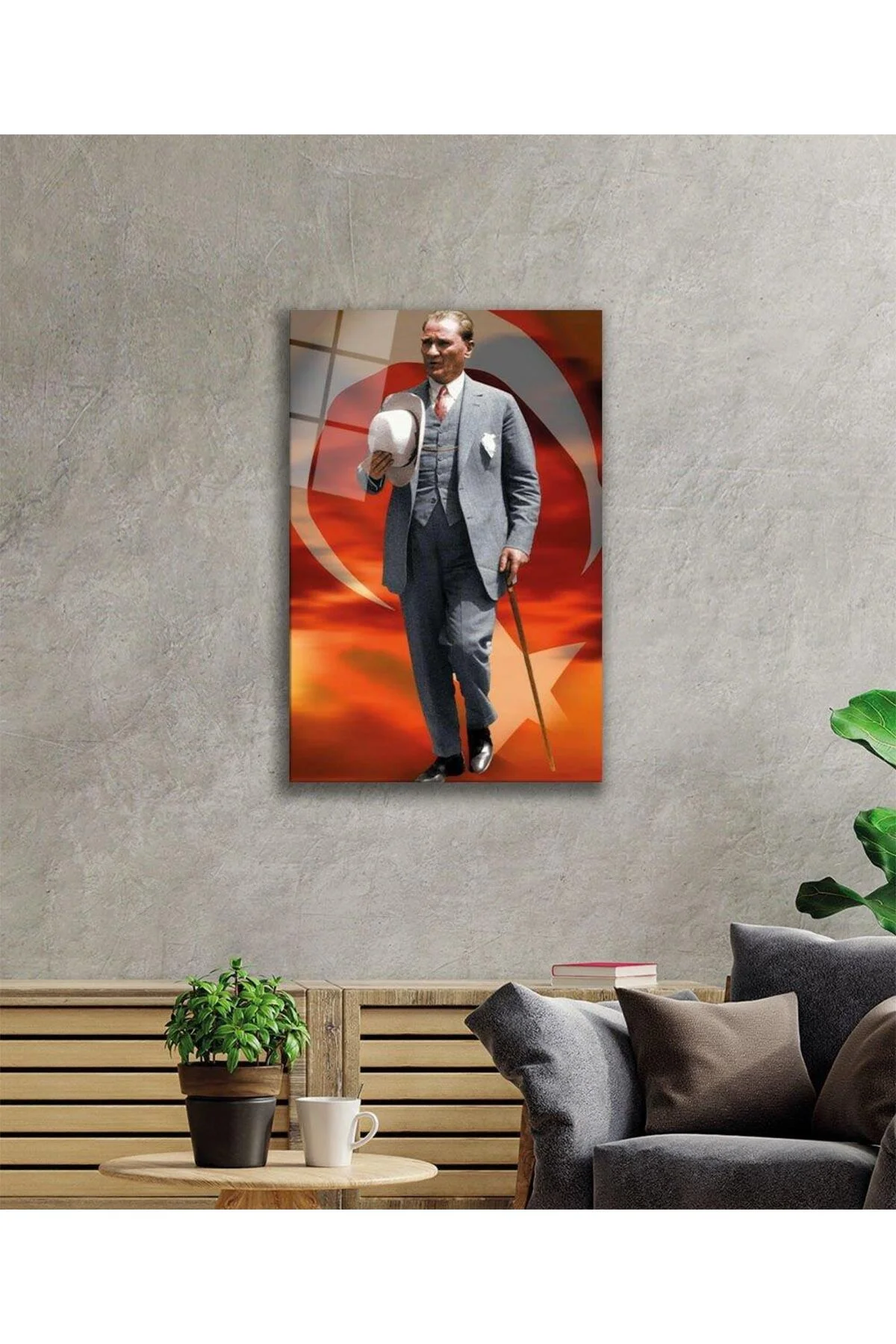 Atatürk Cam Tablo 4mm Dayanıklı Temperli Cam, Atatürk Glass Wall Art - BYCAGRİ Görsel 2