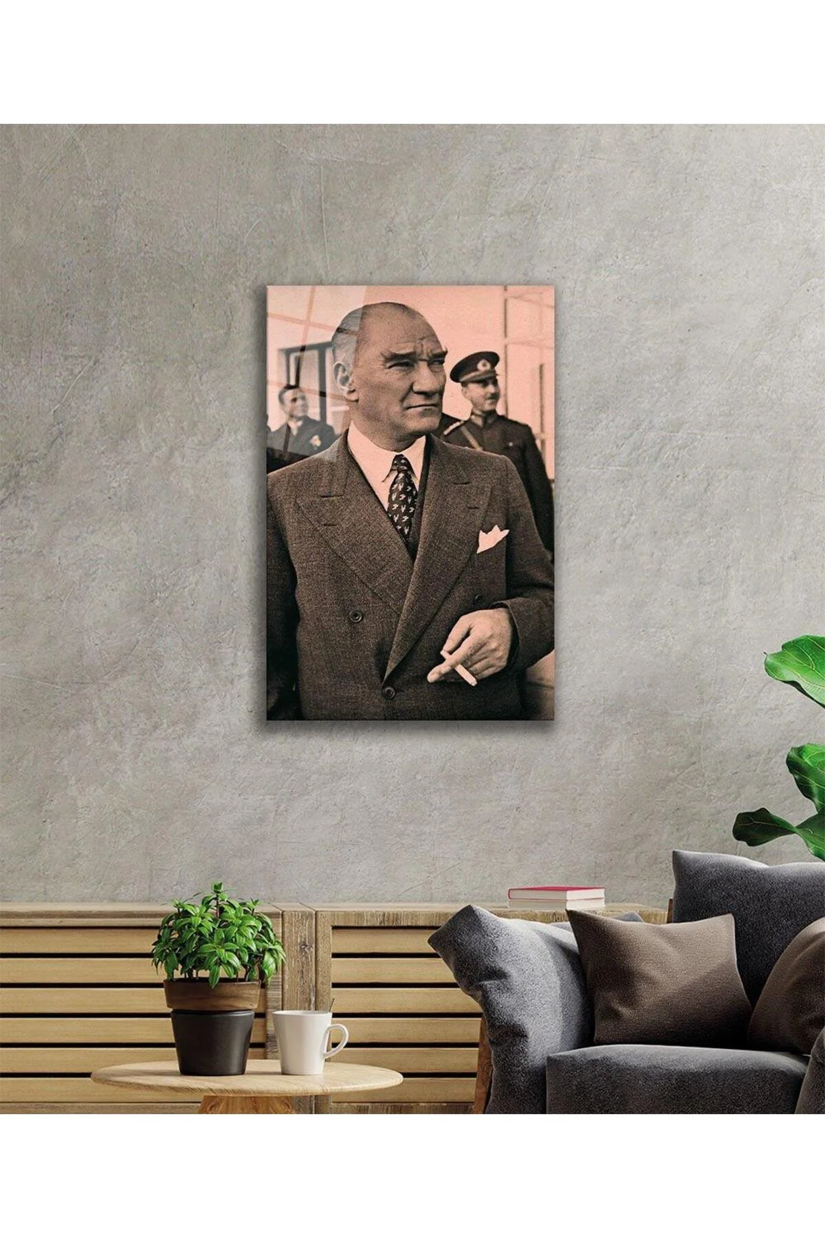 Atatürk Cam Tablo 4mm Dayanıklı Temperli Cam, Atatürk Glass Wall Art - BYCAGRİ Görsel 2