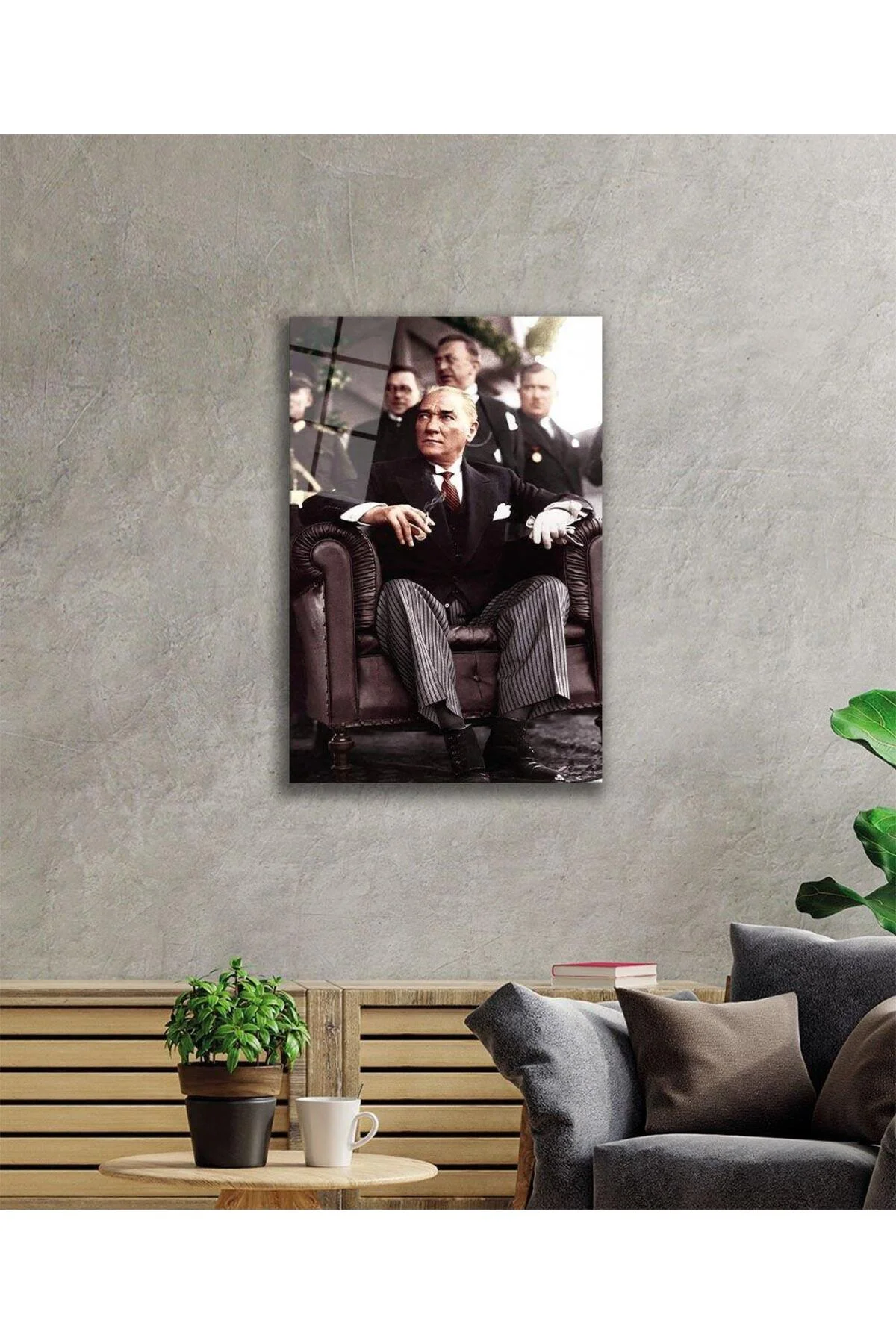 Atatürk Cam Tablo 4mm Dayanıklı Temperli Cam, Atatürk Glass Wall Art - BYCAGRİ Görsel 2
