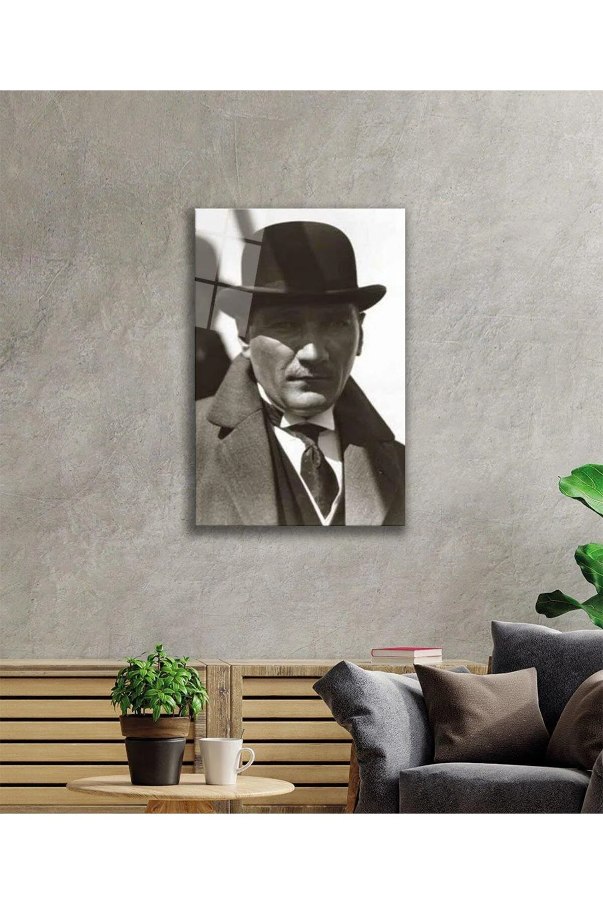 Atatürk Cam Tablo 4mm Dayanıklı Temperli Cam, Atatürk Glass Wall Art - BYCAGRİ Görsel 2
