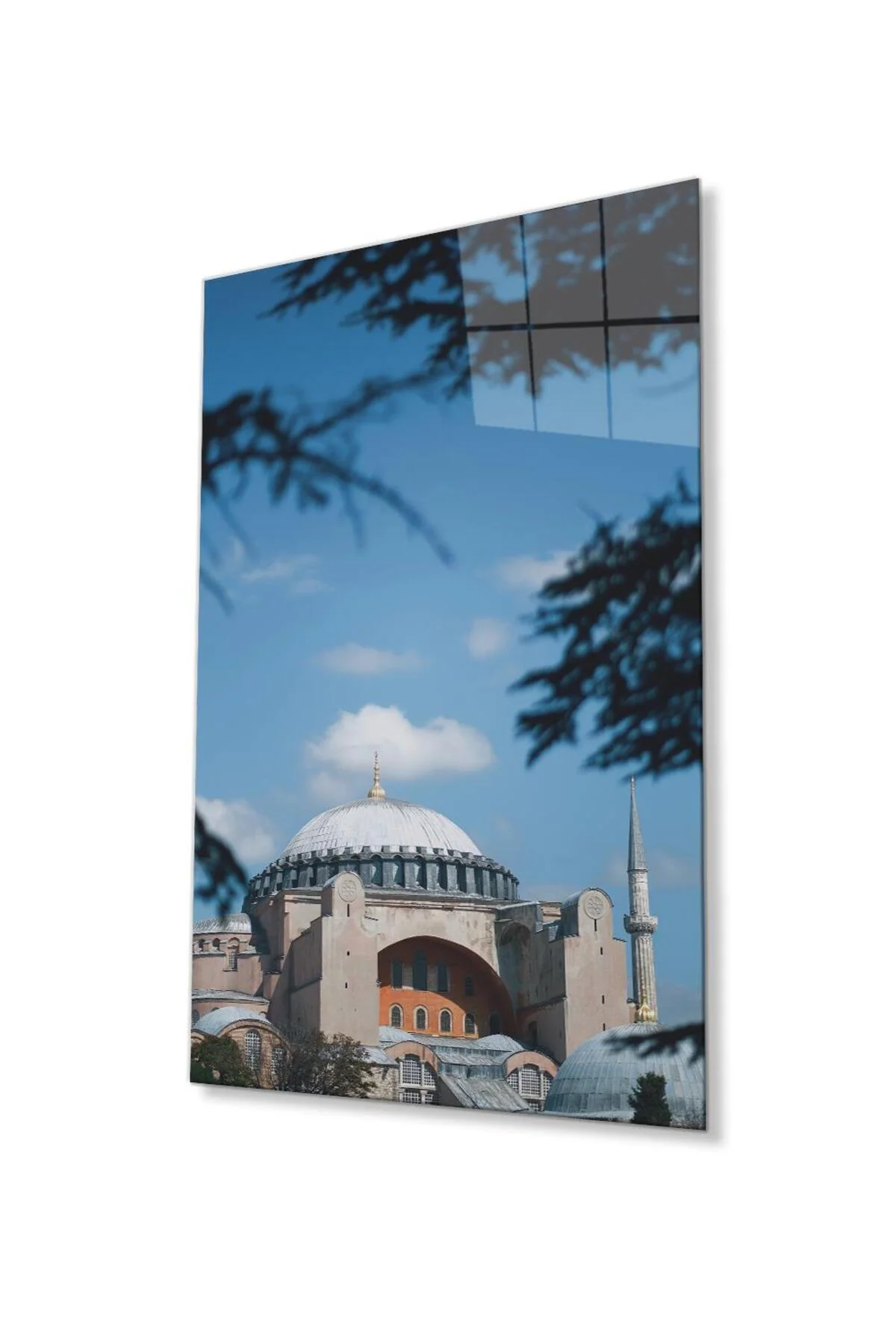 Ayasofya Cami Manzara Dini Duvar Dekoru Cam Tablo 4mm Dayanıklı Temperli Cam