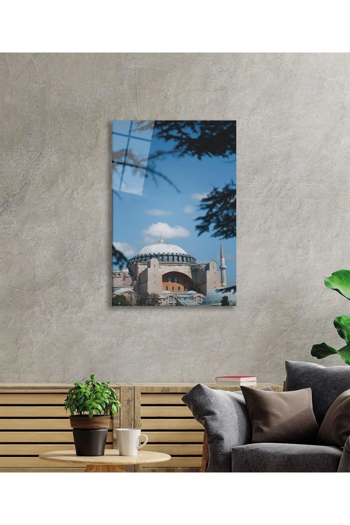 Ayasofya Cami Manzara Dini Duvar Dekoru Cam Tablo 4mm Dayanıklı Temperli Cam - BYCAGRİ Görsel 3