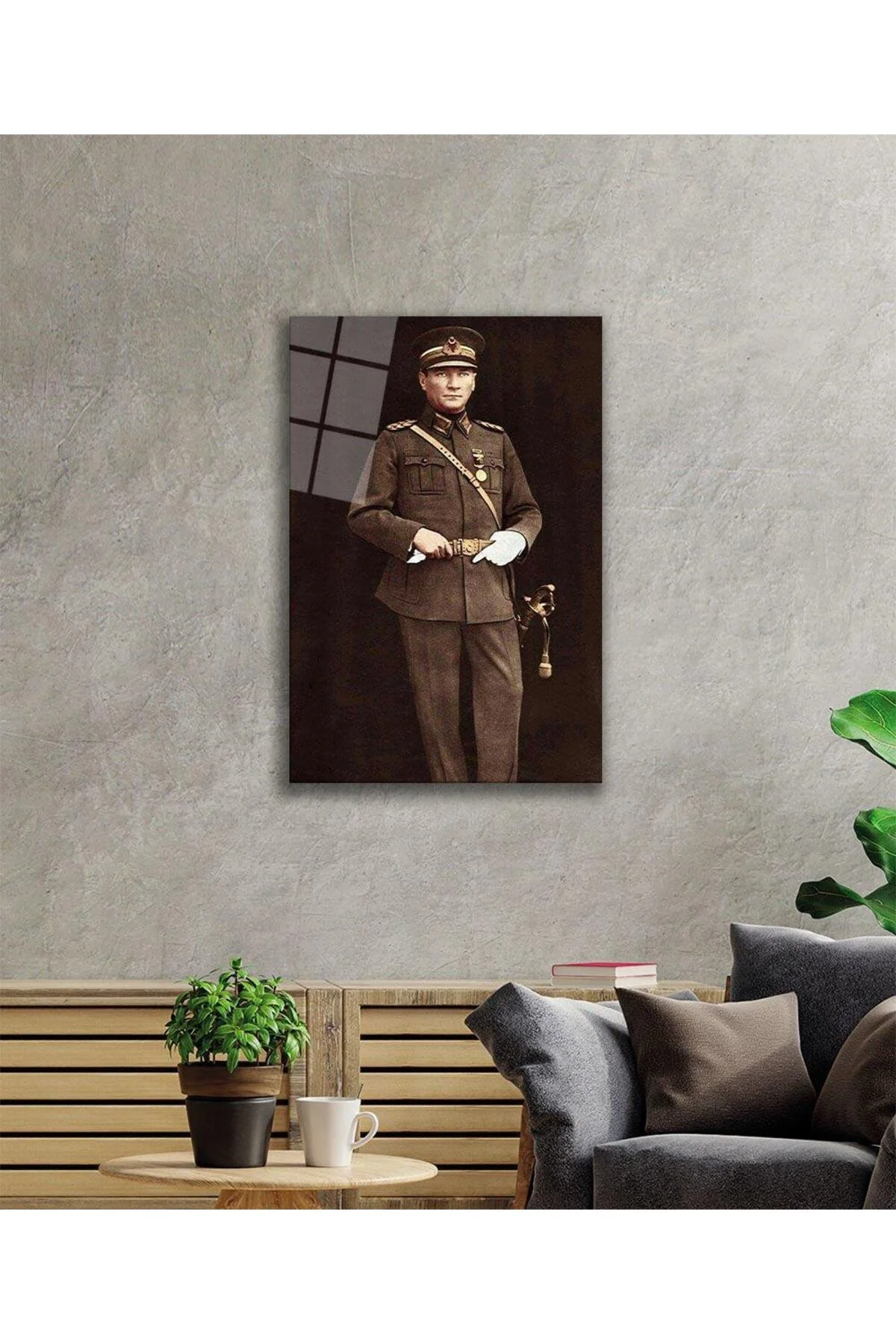 Atatürk Cam Tablo 4mm Dayanıklı Temperli Cam, Atatürk Glass Wall Art - BYCAGRİ Görsel 2