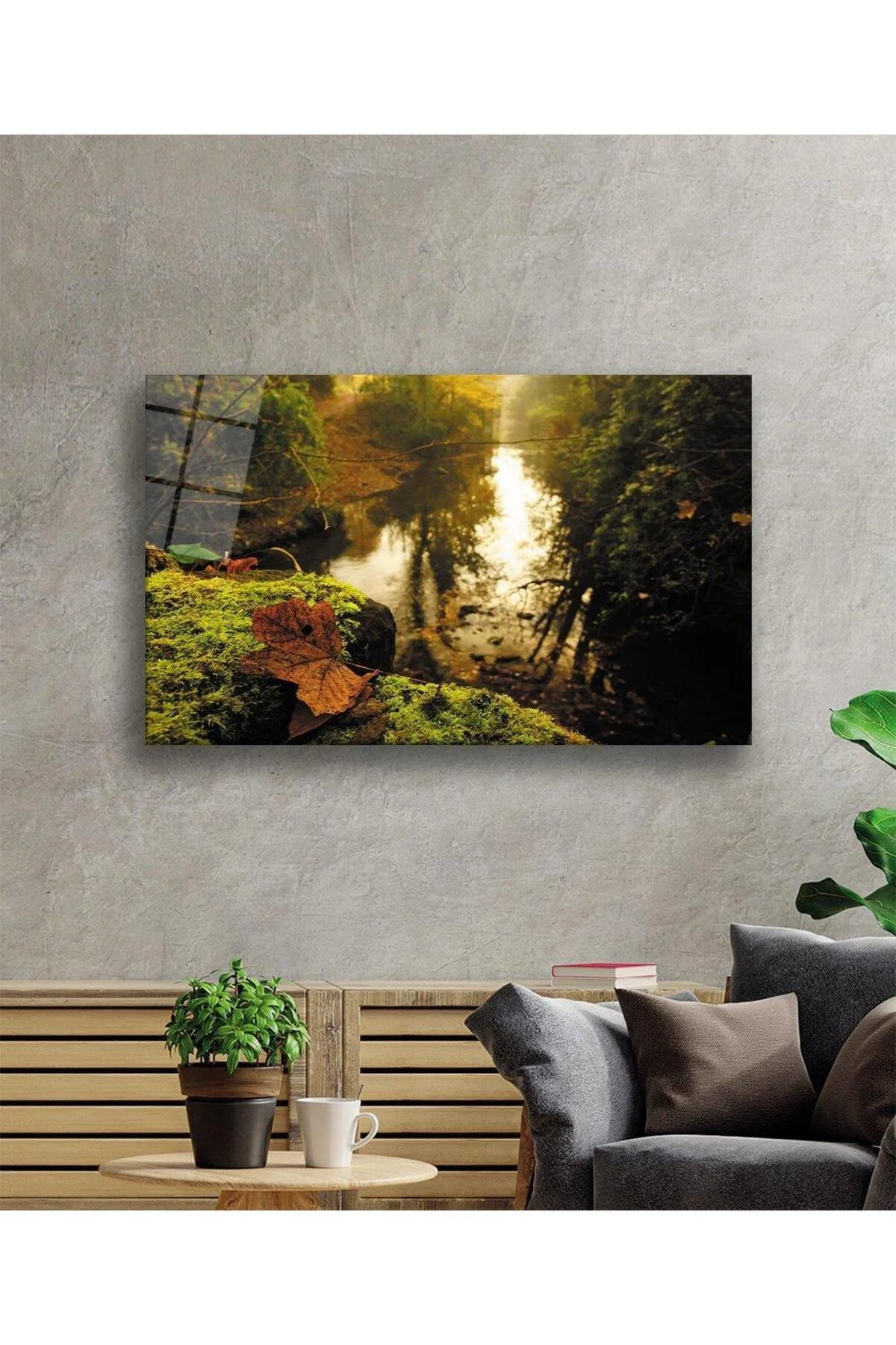 Ağaçlar Yaprak Manzara Cam Tablo 4mm Dayanıklı Temperli Cam trees leaf landscape Glass Wall Art - BYCAGRİ Görsel 2