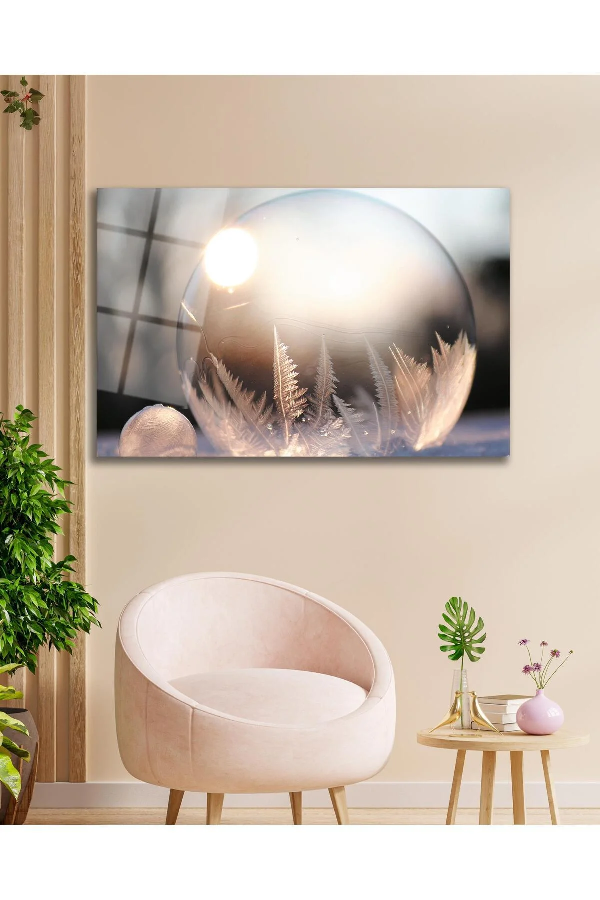 Kar Küresi Cam Tablo 4mm Dayanıklı Temperli Cam Snow globe Glass Wall Art - BYCAGRİ Görsel 3