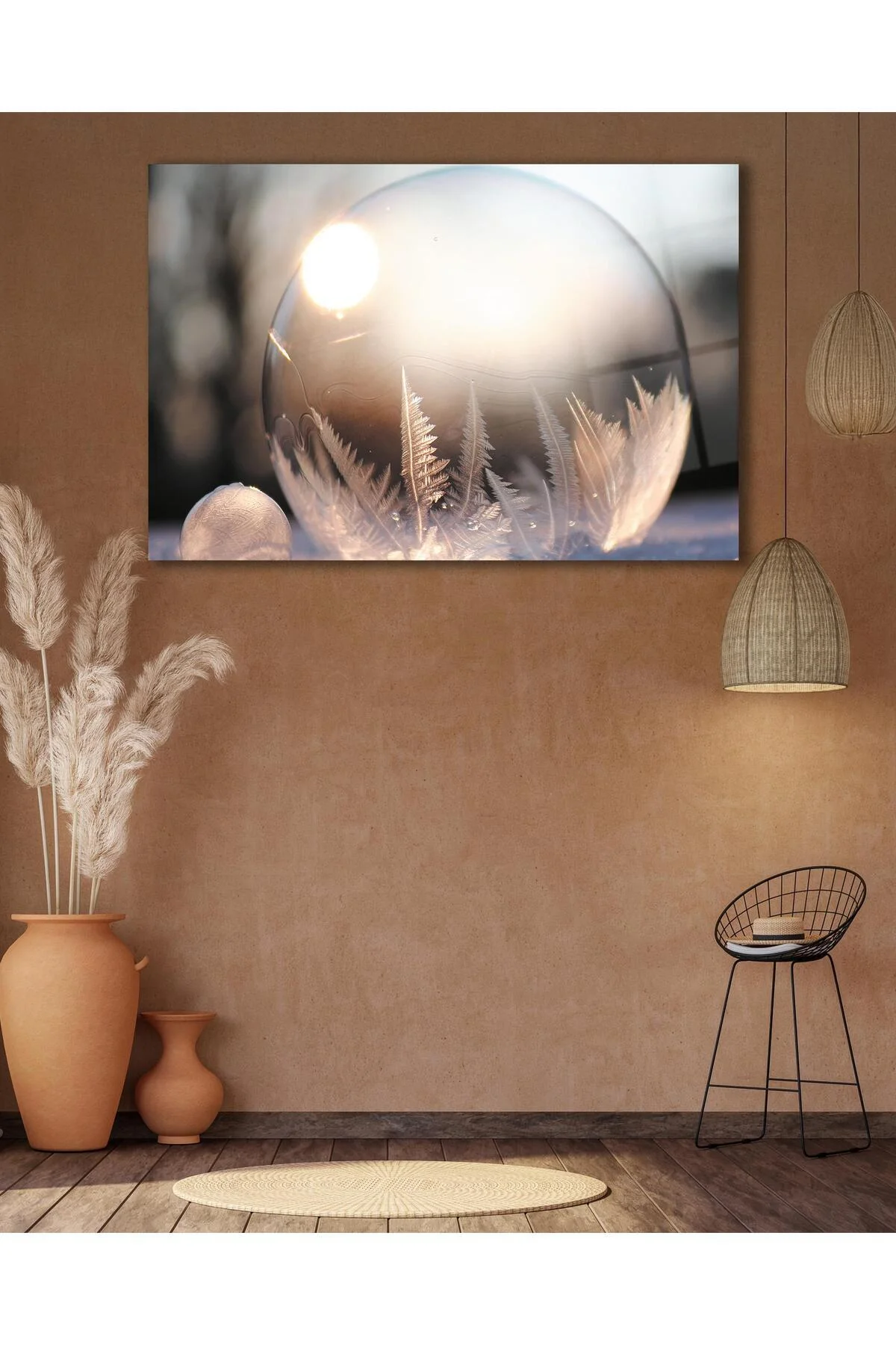 Kar Küresi Cam Tablo 4mm Dayanıklı Temperli Cam Snow globe Glass Wall Art - BYCAGRİ Görsel 4