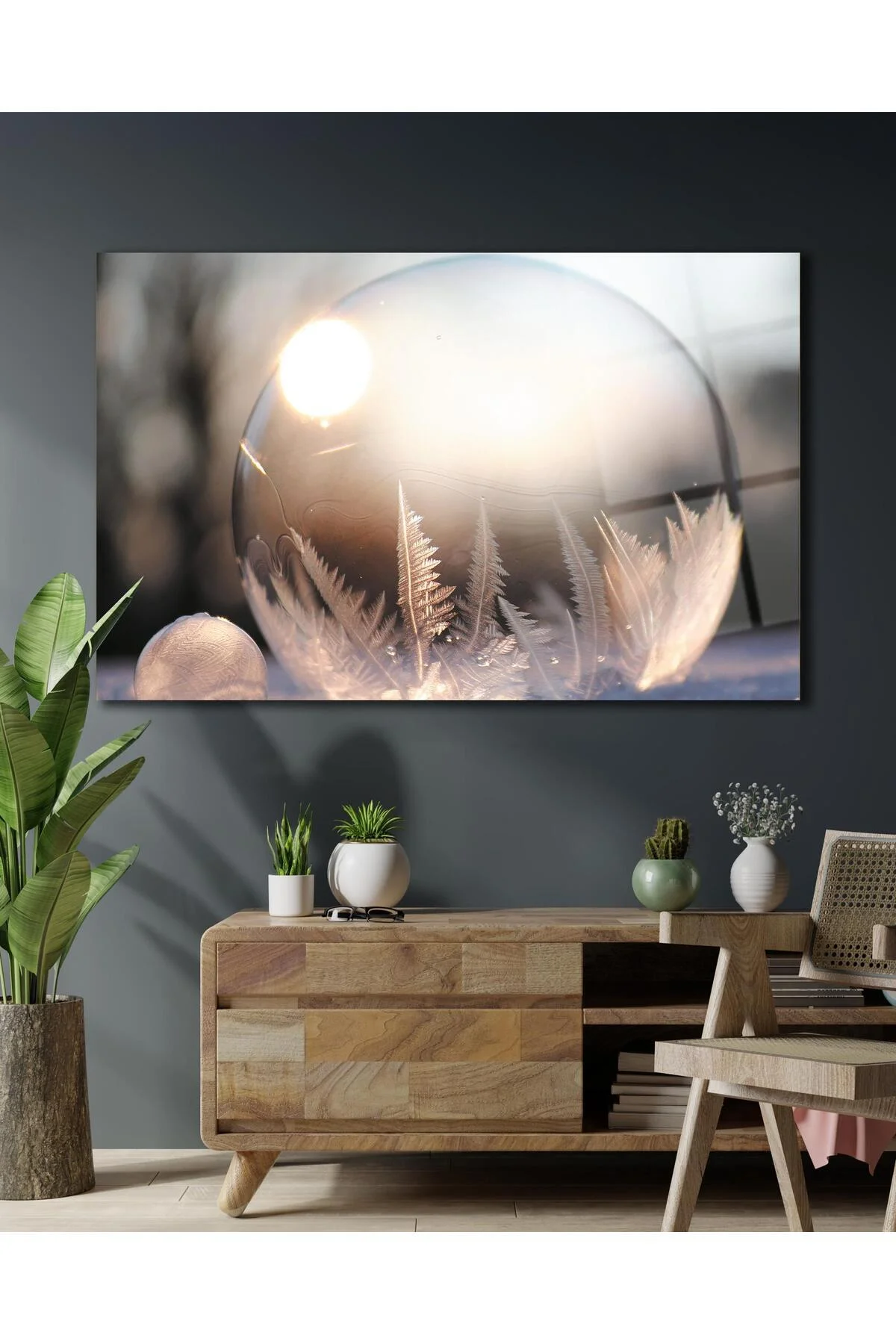 Kar Küresi Cam Tablo 4mm Dayanıklı Temperli Cam Snow globe Glass Wall Art - BYCAGRİ Görsel 2