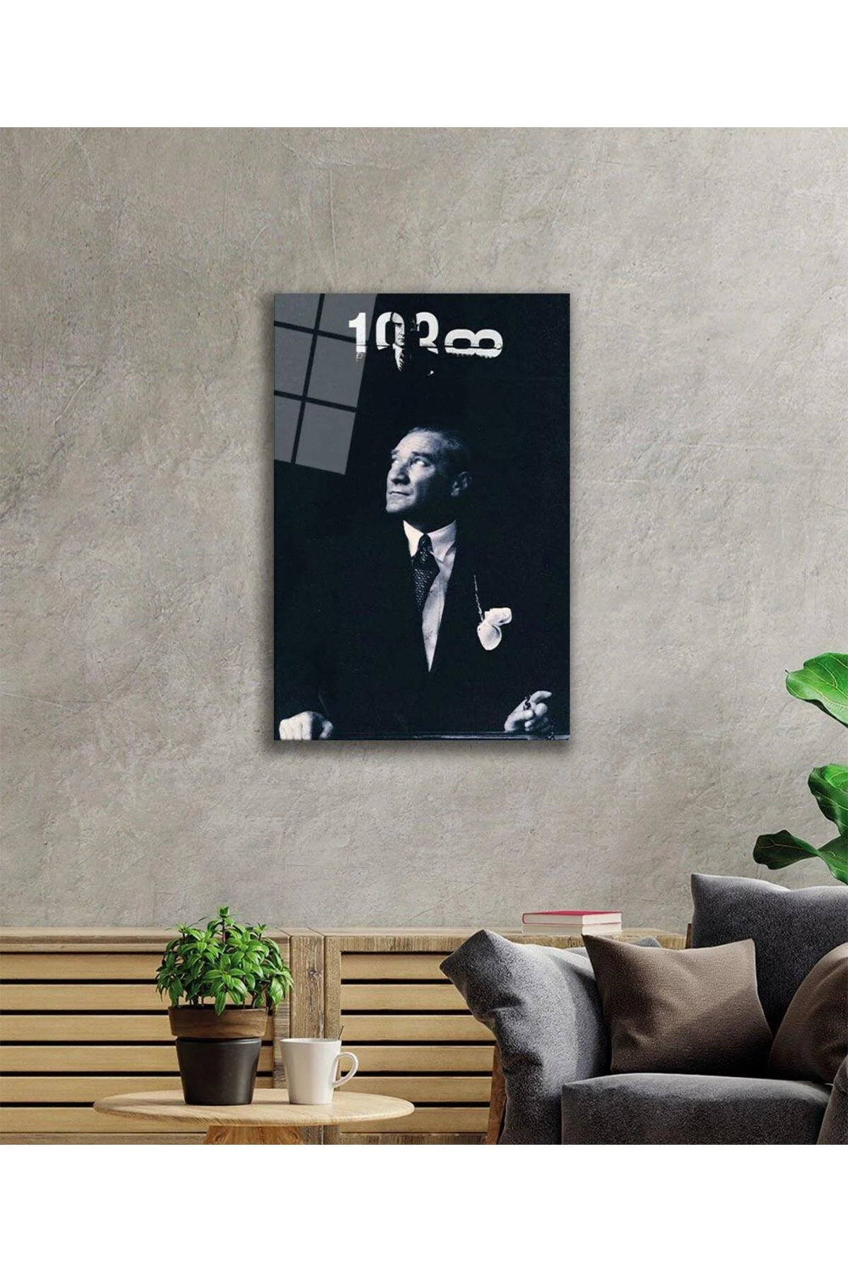 Atatürk Cam Tablo 4mm Dayanıklı Temperli Cam, Atatürk Glass Wall Art - BYCAGRİ Görsel 2