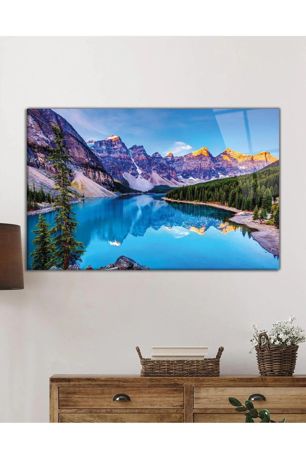 Dağ Yansıma Manzara Cam Tablo 4mm Dayanıklı Temperli Cam Mountain Reflection Landscape Glass Table - BYCAGRİ Görsel 2