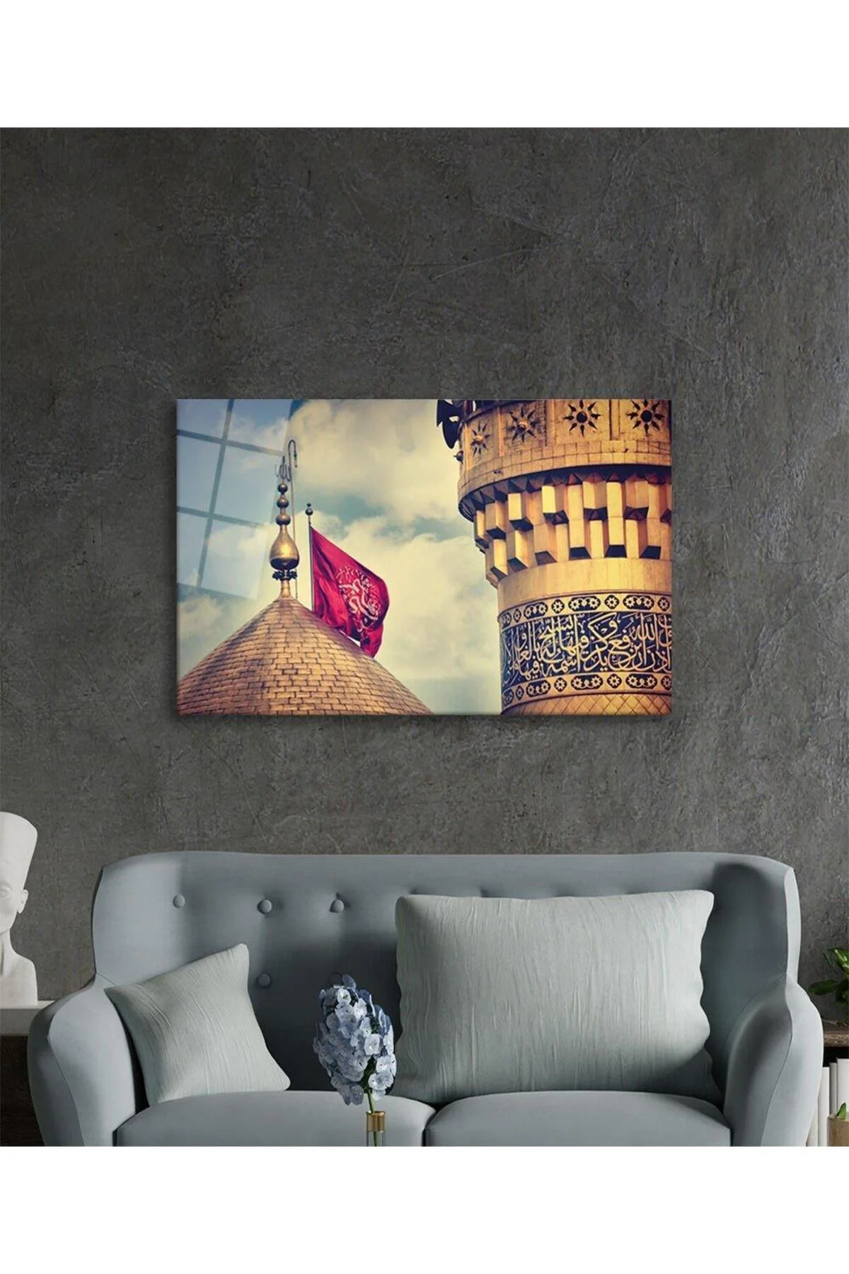 Cami Kubbe Dini İslami Duvar Dekoru Kaligrafi Cam Tablo 4mm Dayanıklı Temperli Cam - BYCAGRİ Görsel 2