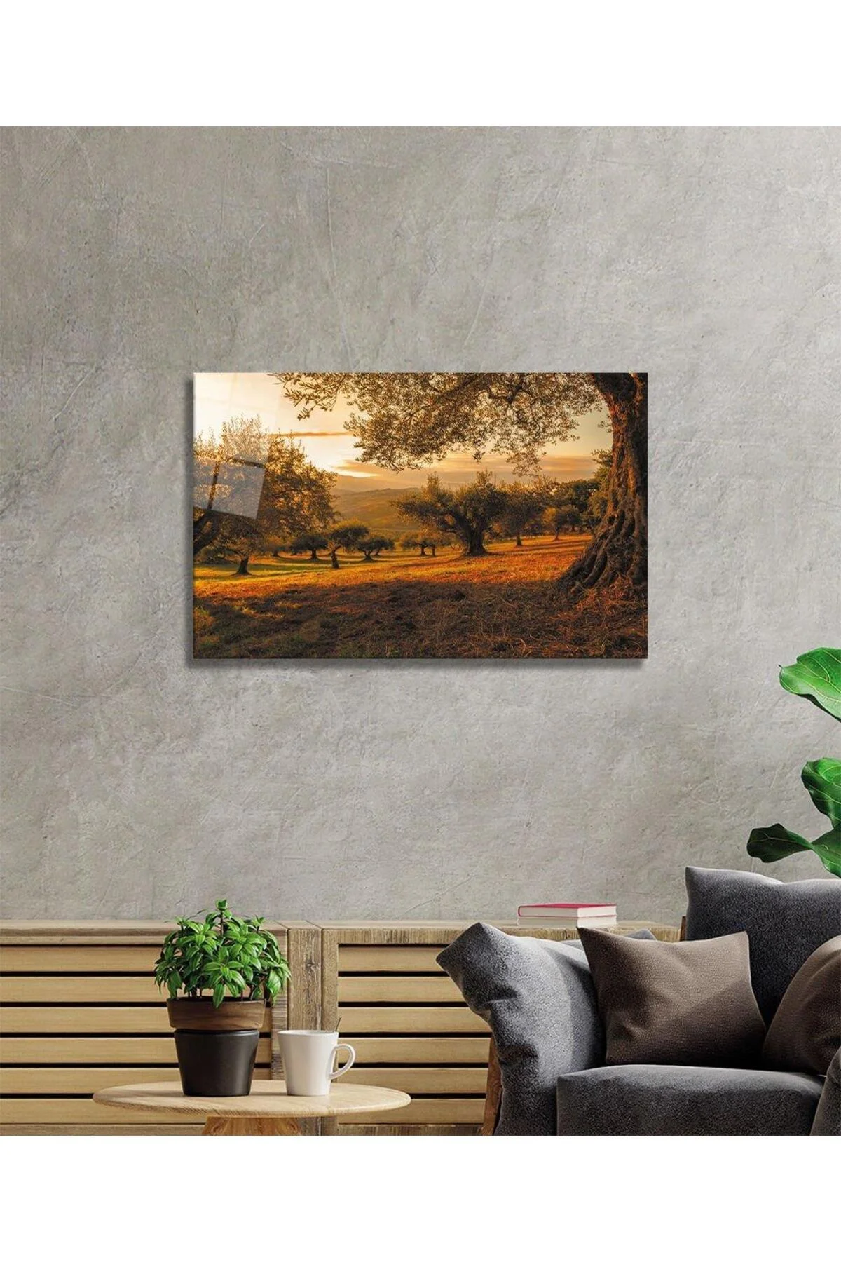 Son Bahar Cam Tablo 4mm Dayanıklı Cam Tablo Temperli Cam, Autumn Glass Painting Glass Wall Art - BYCAGRİ Görsel 2