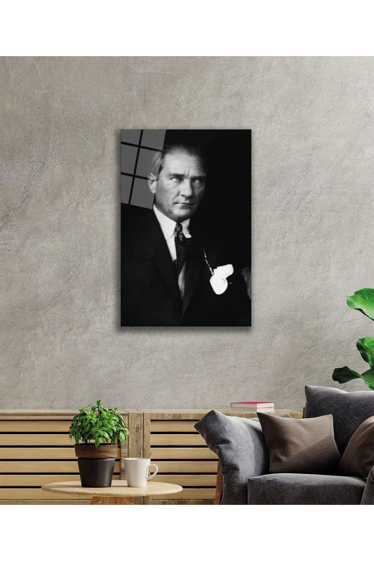 Atatürk Cam Tablo 4mm Dayanıklı Temperli Cam, Atatürk Glass Wall Art - BYCAGRİ Görsel 2