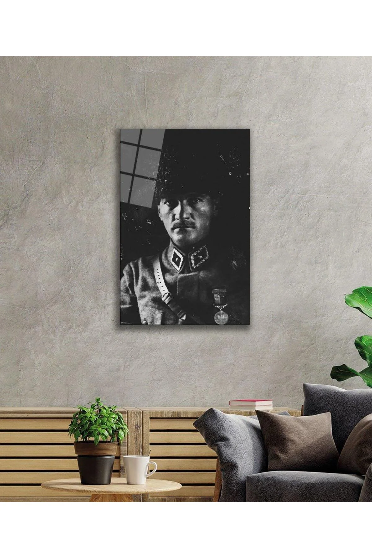Atatürk Cam Tablo 4mm Dayanıklı Temperli Cam, Atatürk Glass Wall Art - BYCAGRİ Görsel 2