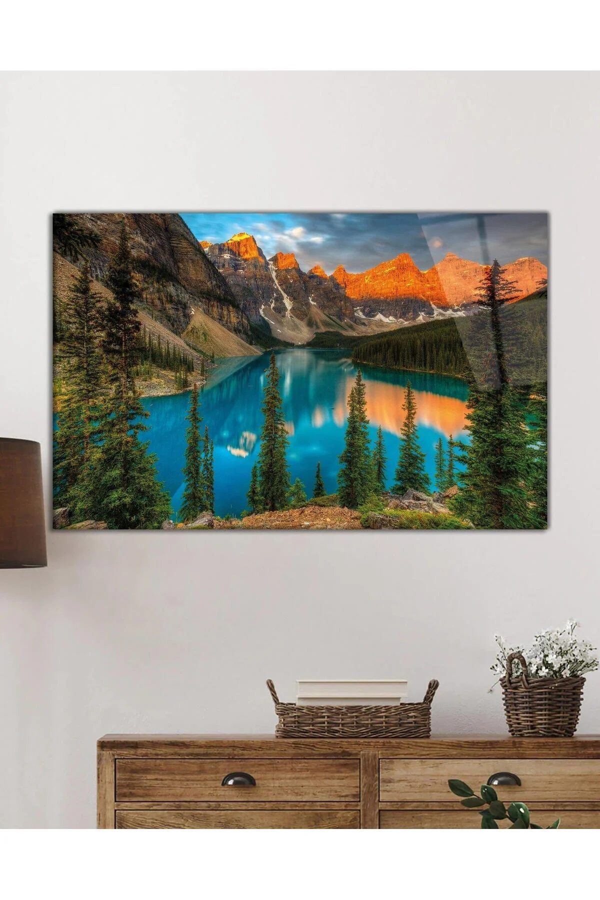 Dağ Yansıma Manzara Cam Tablo 4mm Dayanıklı Temperli Cam Mountain Reflection Landscape Glass Table - BYCAGRİ Görsel 2
