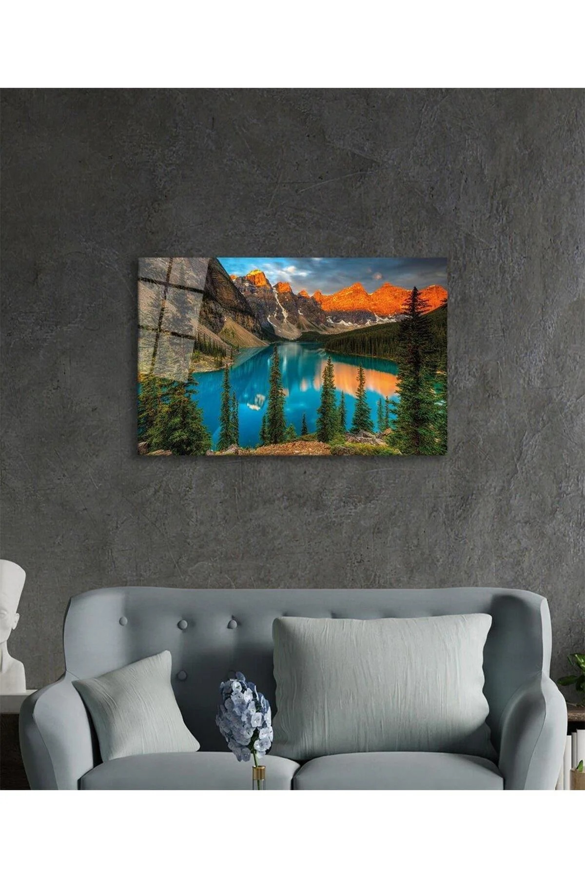 Dağ Yansıma Manzara Cam Tablo 4mm Dayanıklı Temperli Cam Mountain Reflection Landscape Glass Table - BYCAGRİ Görsel 6